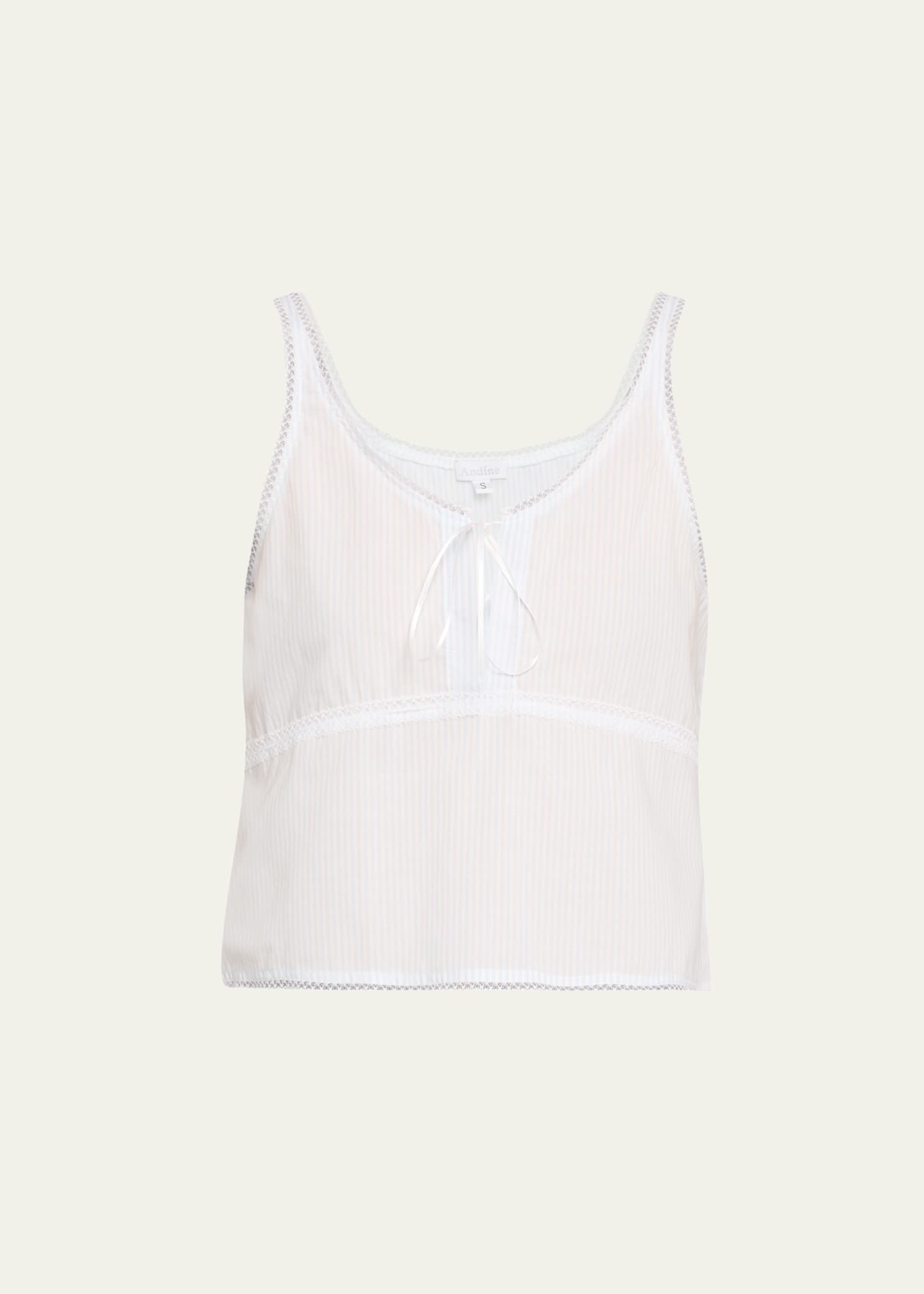 Andine Lulu Striped Lace-Trim Crop Tank Image 1 of 5