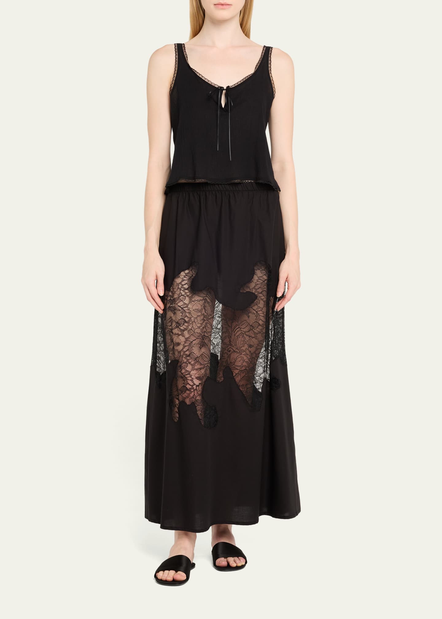 Andine Vivi Cropped Lace-Trim Cotton Tank Image 2 of 5