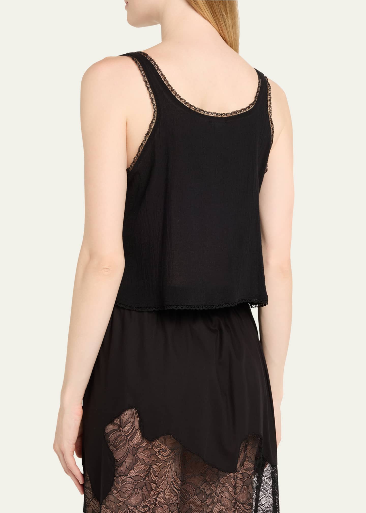 Andine Vivi Cropped Lace-Trim Cotton Tank Image 3 of 5