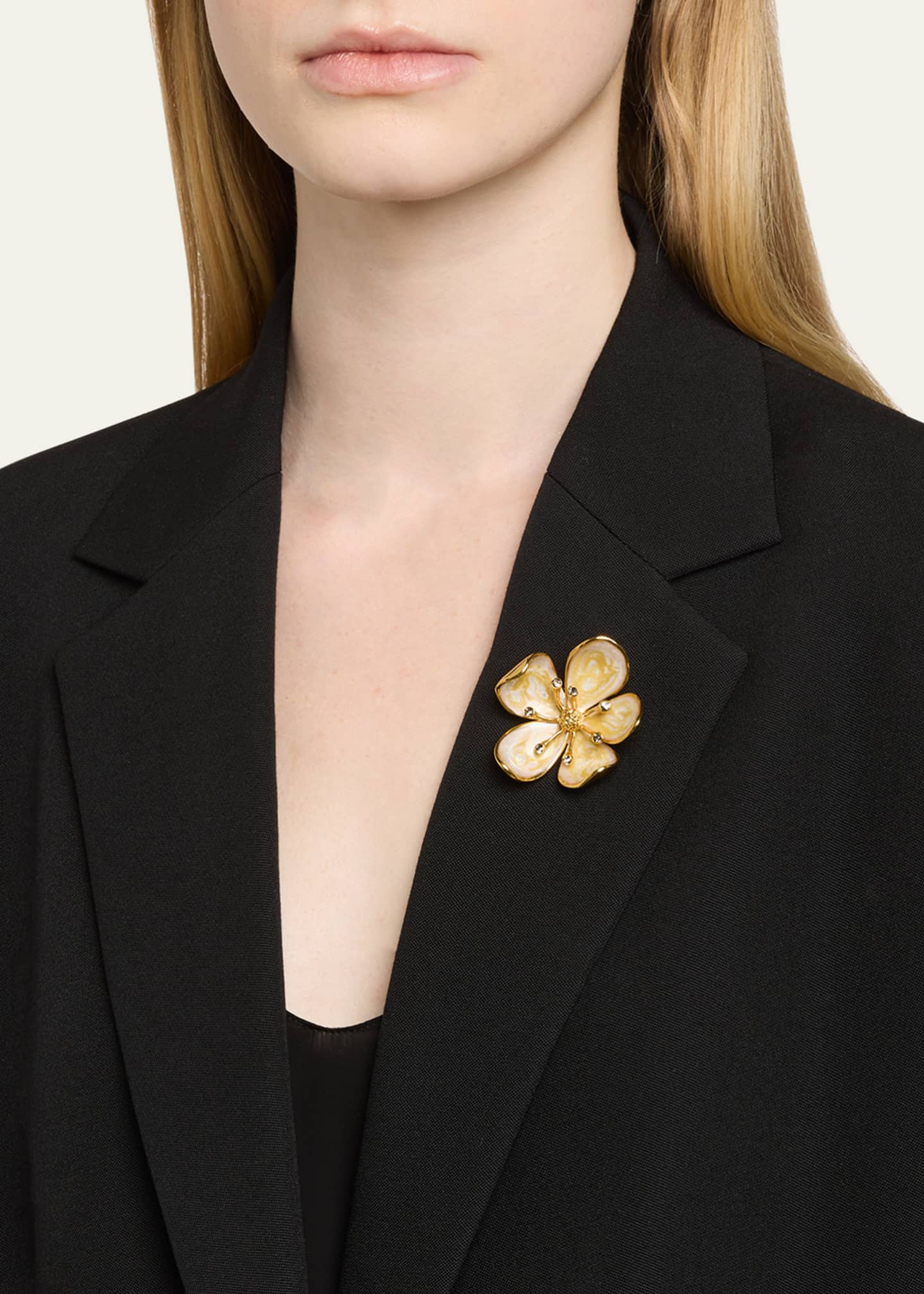 Oscar de la Renta Cherry Blossom Enamel Brooch Image 2 of 4