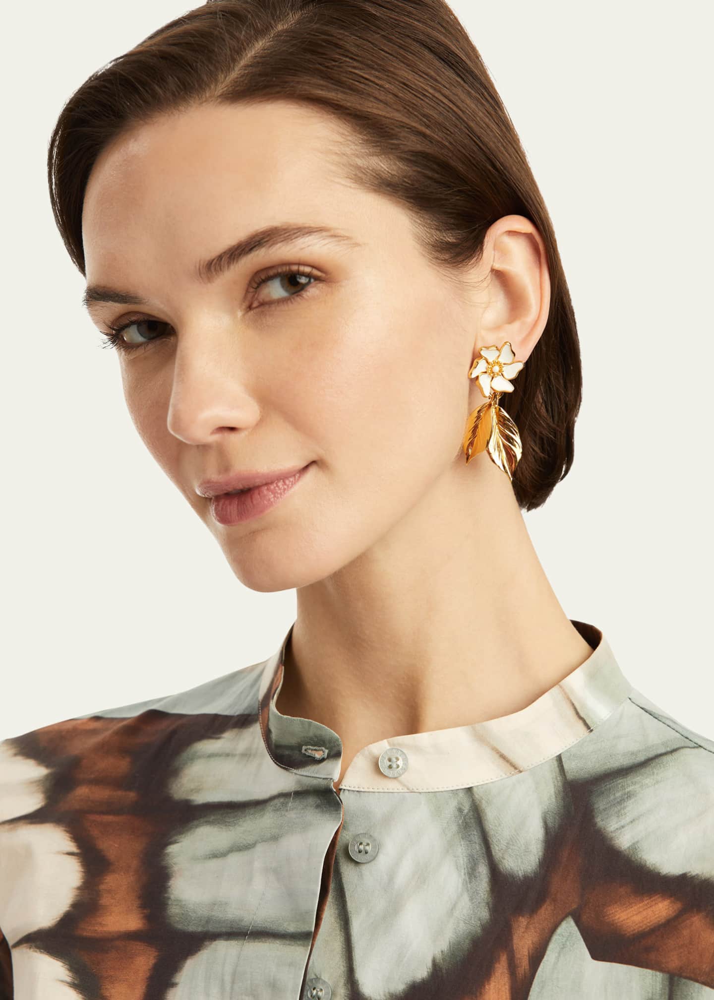 Oscar de la Renta Cherry Blossom Dangle Earrings Image 2 of 2