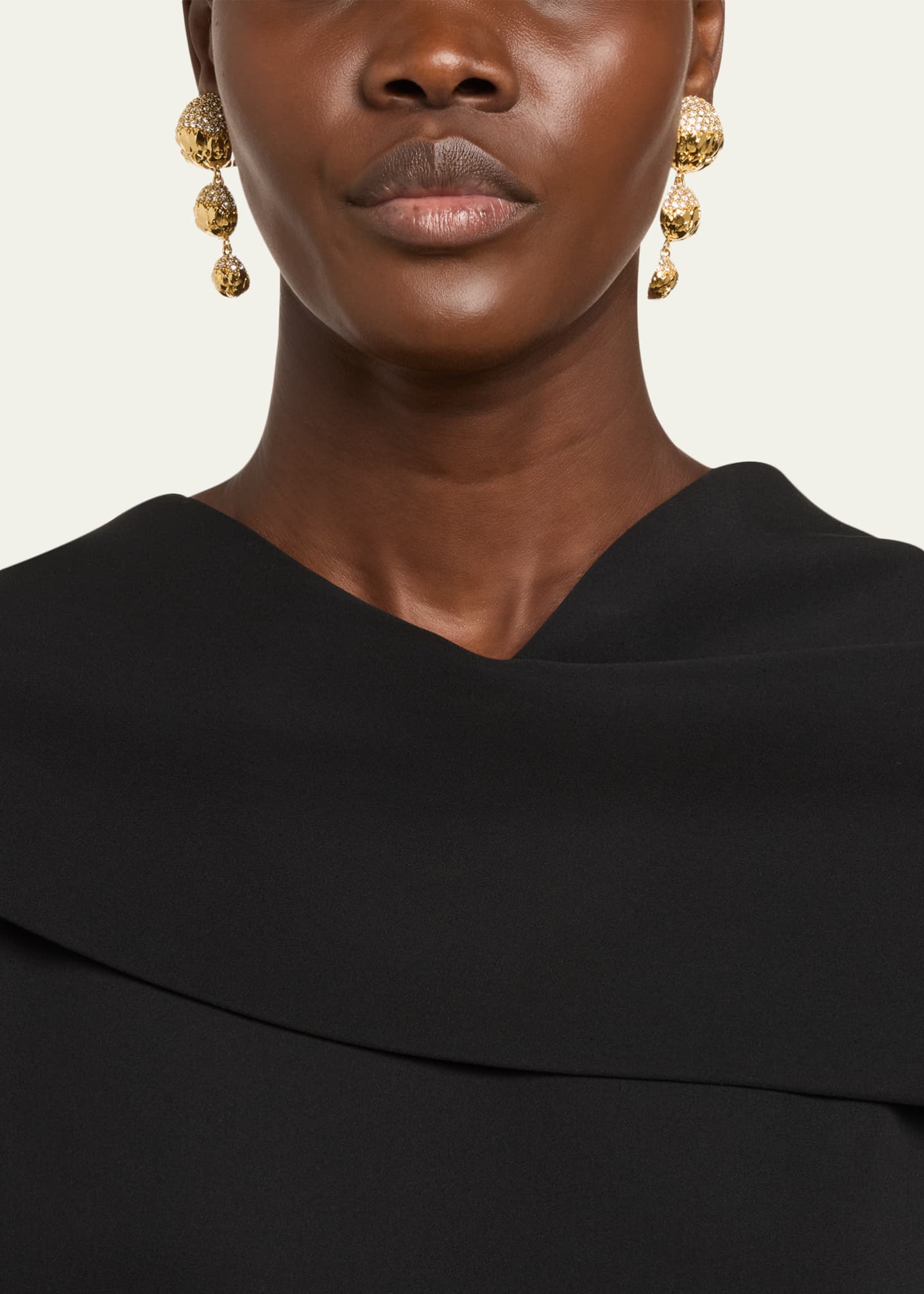 Oscar de la Renta Artichoke Pave Drop Earrings Image 2 of 4