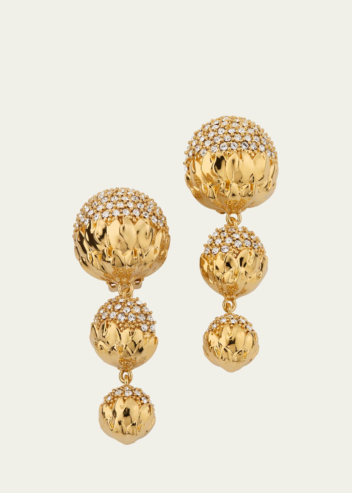 Oscar de la Renta Artichoke Pave Drop Earrings Image 1 of 4