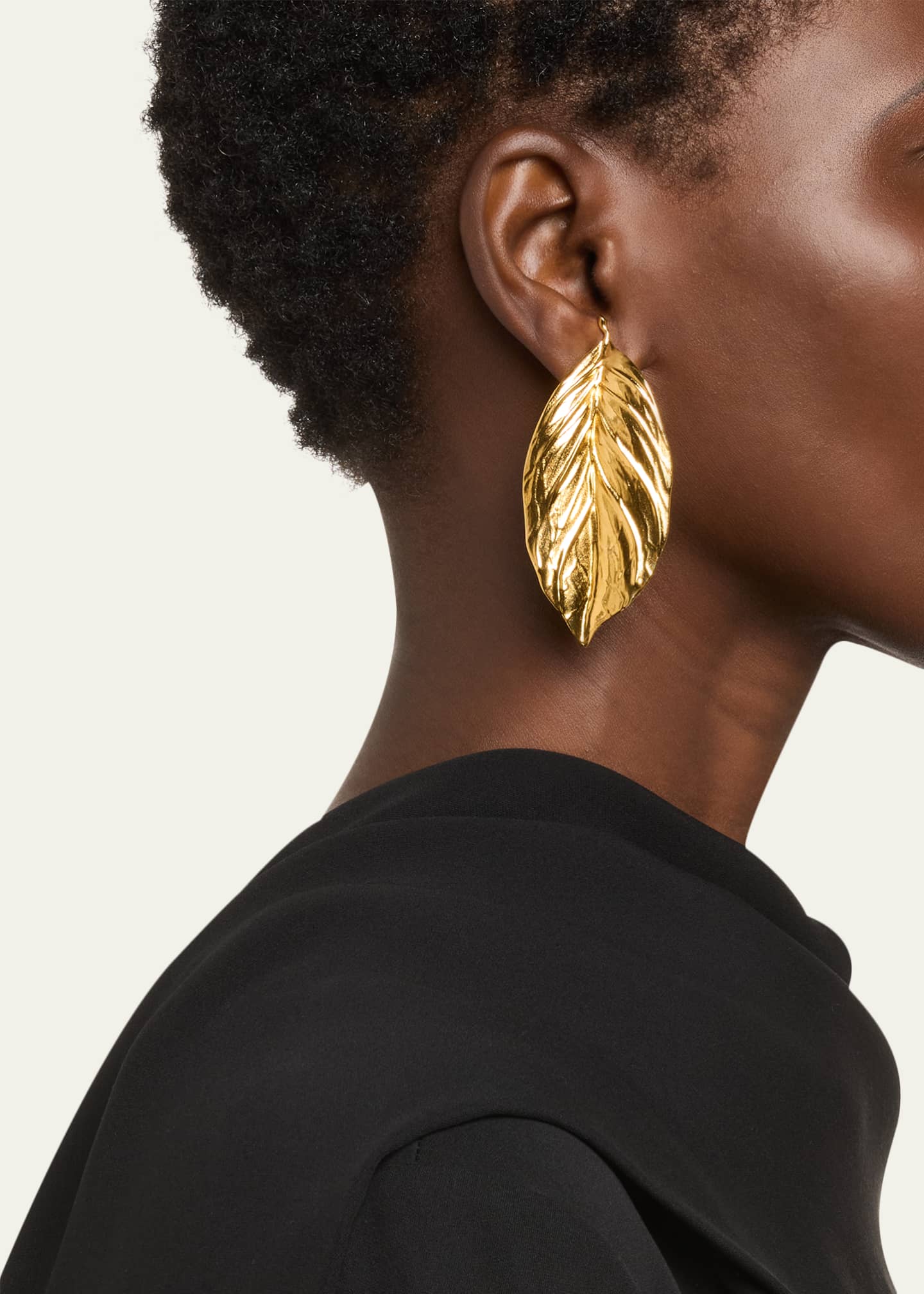 Oscar de la Renta Large Leaf Statement Earrings Image 2 of 4