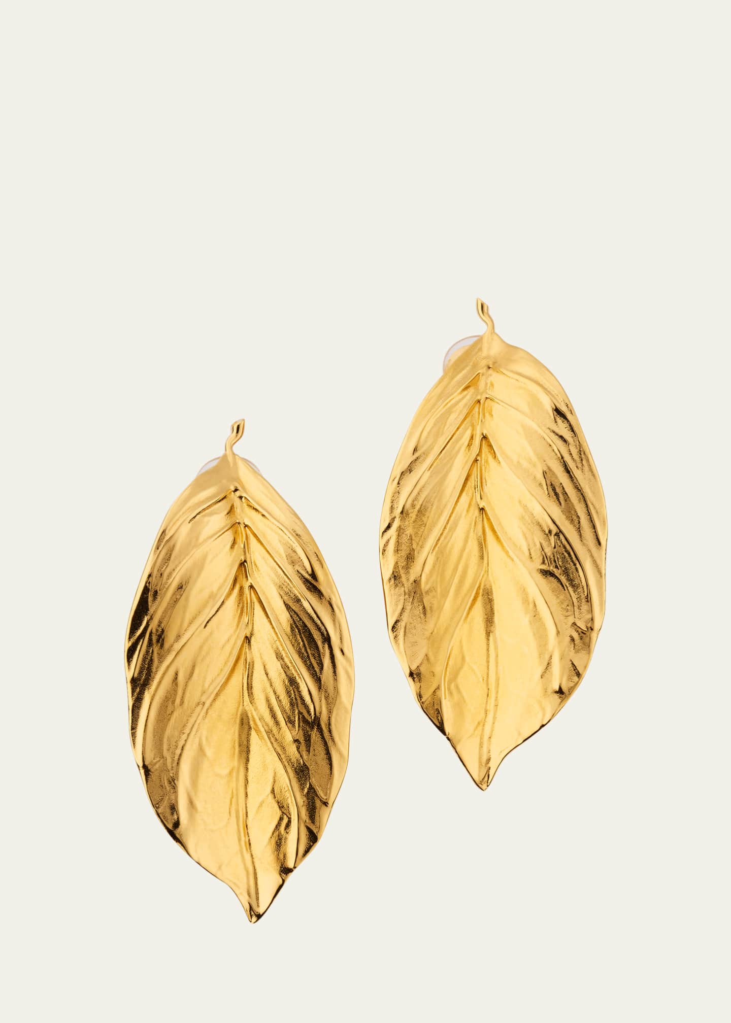 Oscar de la Renta Large Leaf Statement Earrings Image 1 of 4