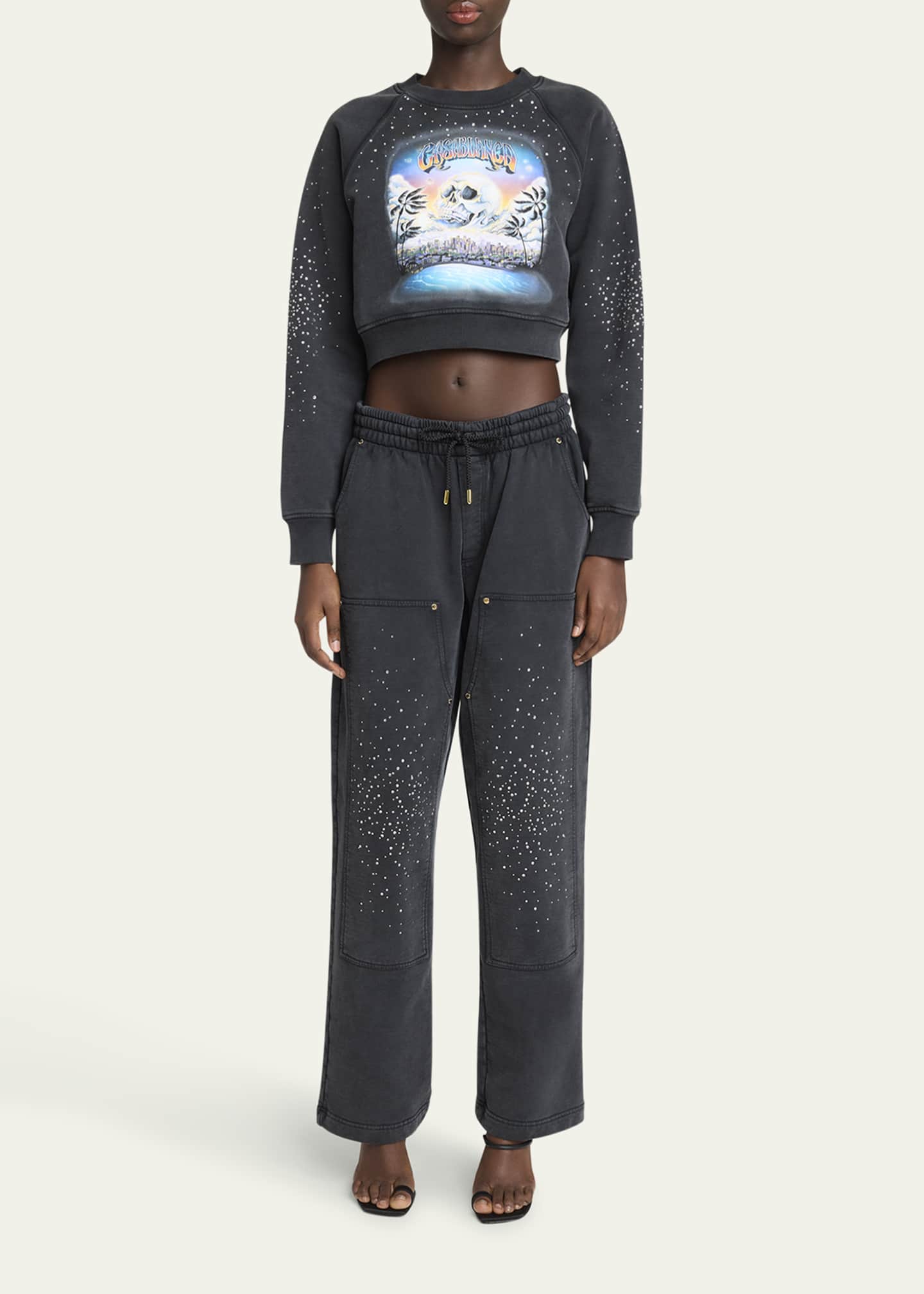 La Premonition Hotfix Printed Cropped Sweatshirt - Thumbnail 2