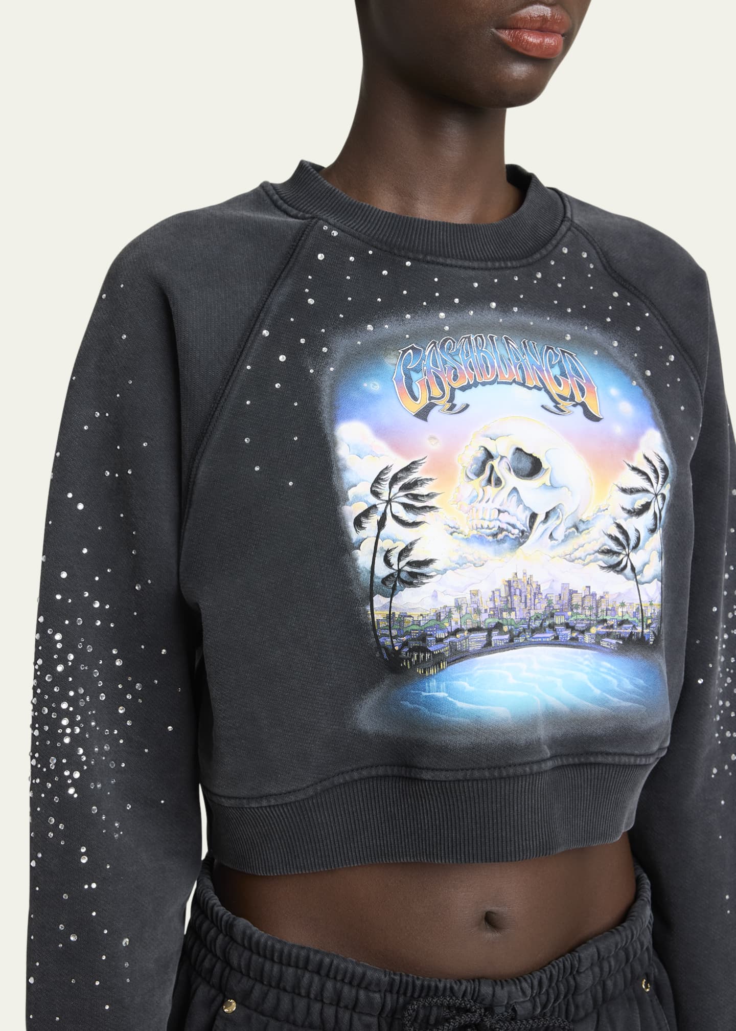 La Premonition Hotfix Printed Cropped Sweatshirt - Thumbnail 5