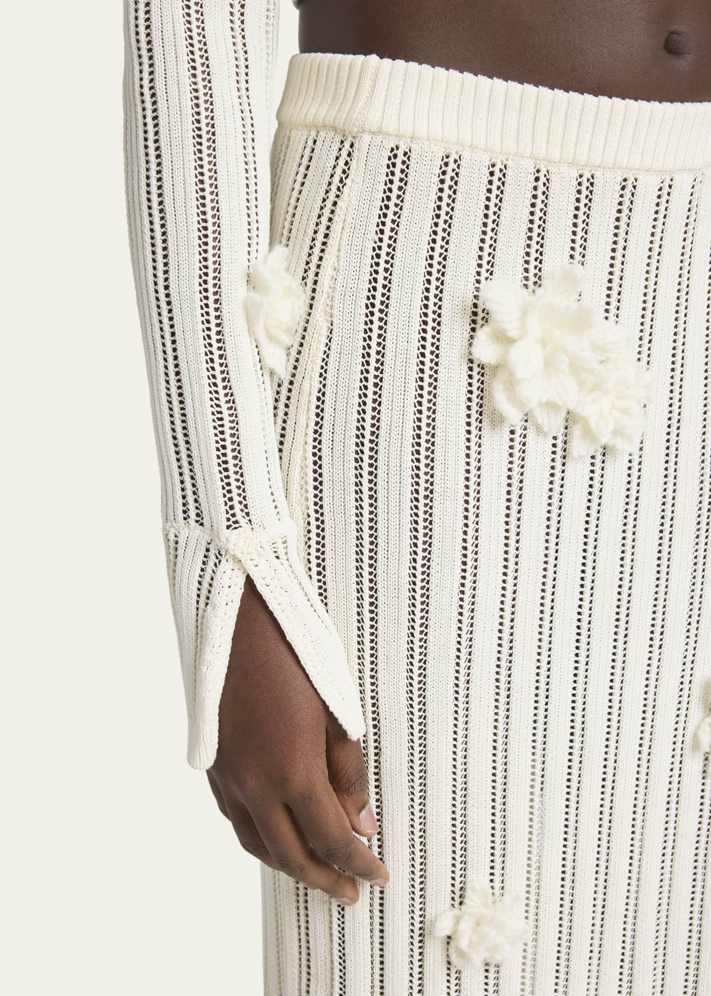 Flower Applique Lace Pencil Skirt