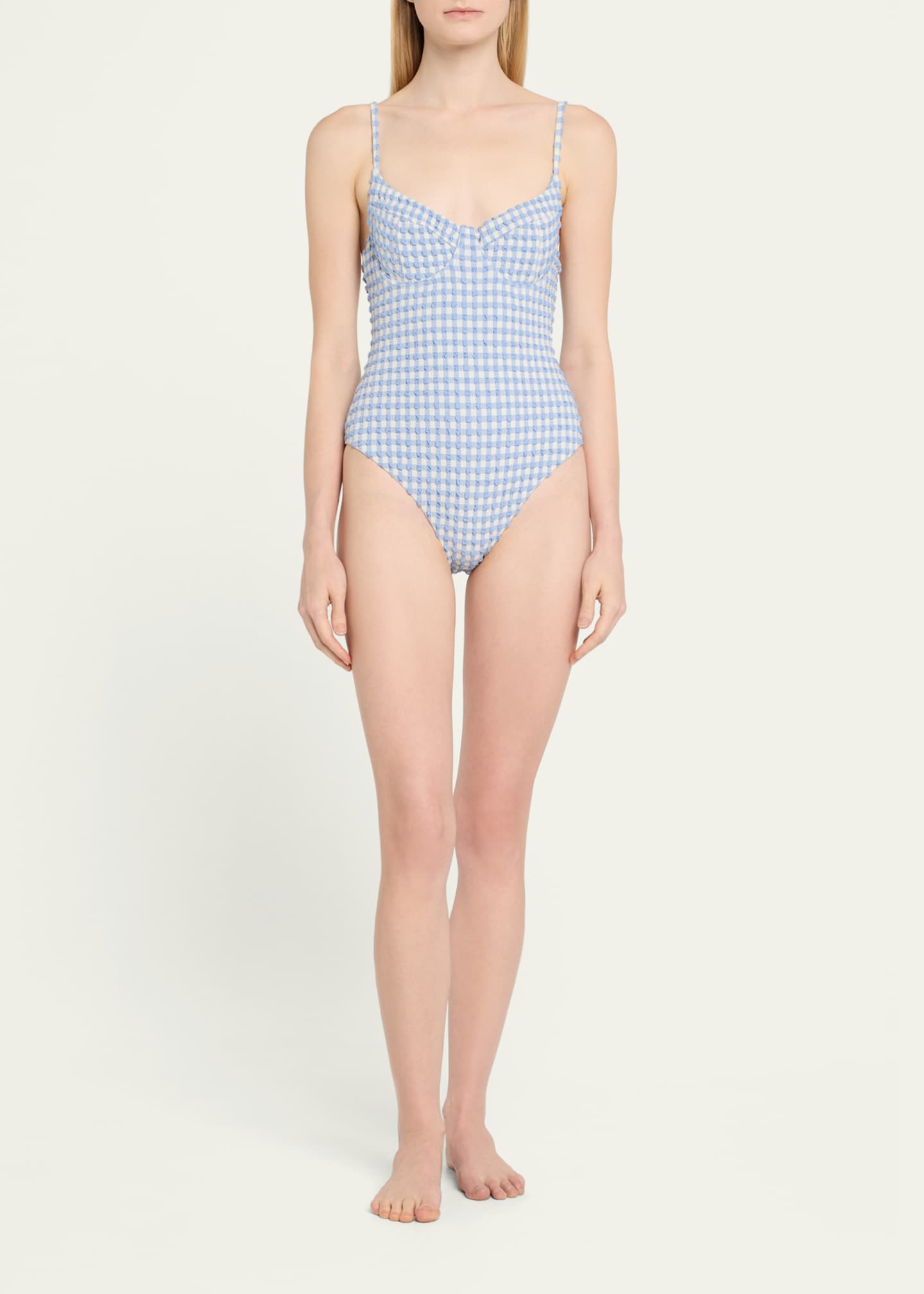 SIMKHAI Suni Gingham One-Piece Swimsuit Image 2 of 4