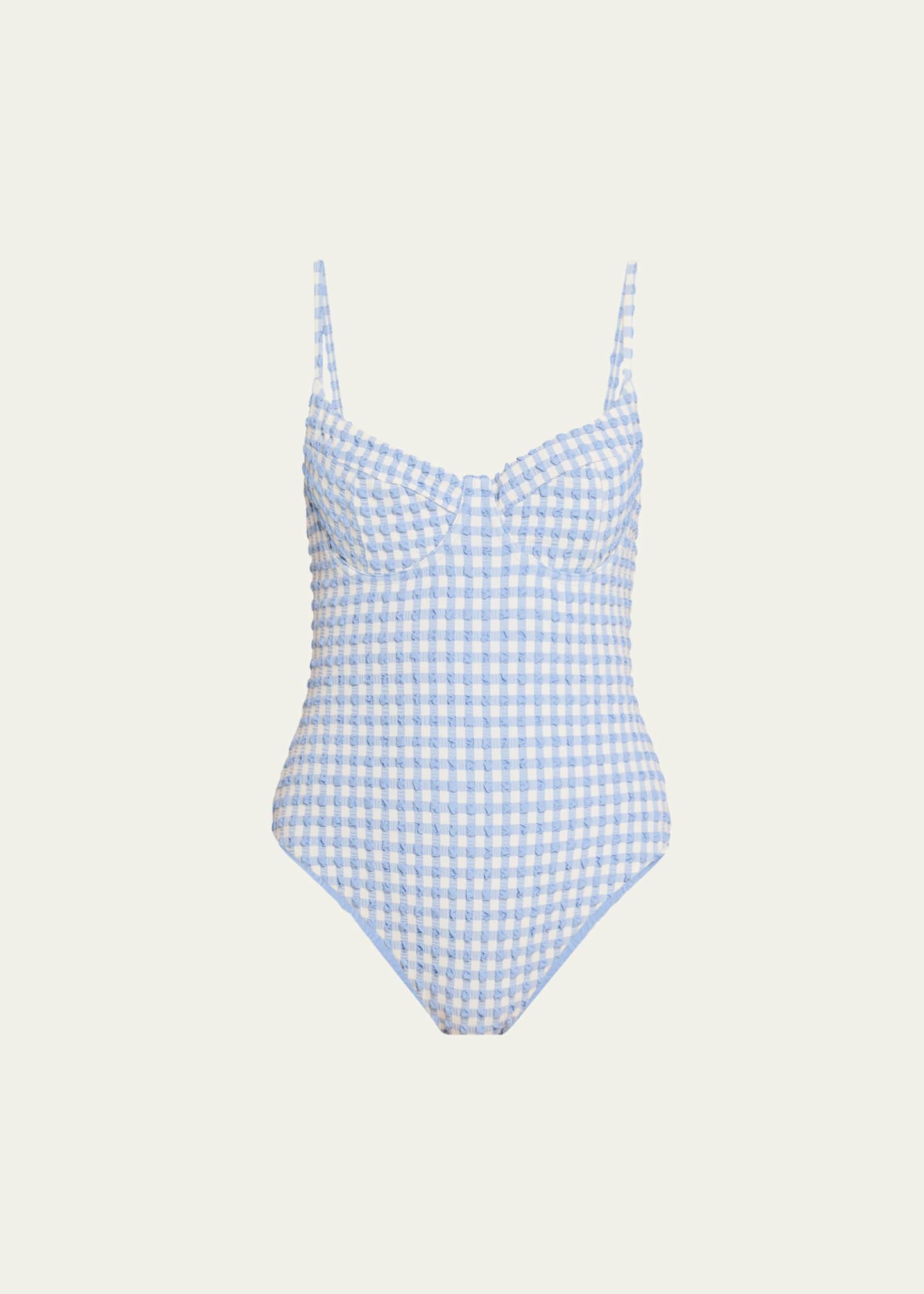 SIMKHAI Suni Gingham One-Piece Swimsuit Image 1 of 4