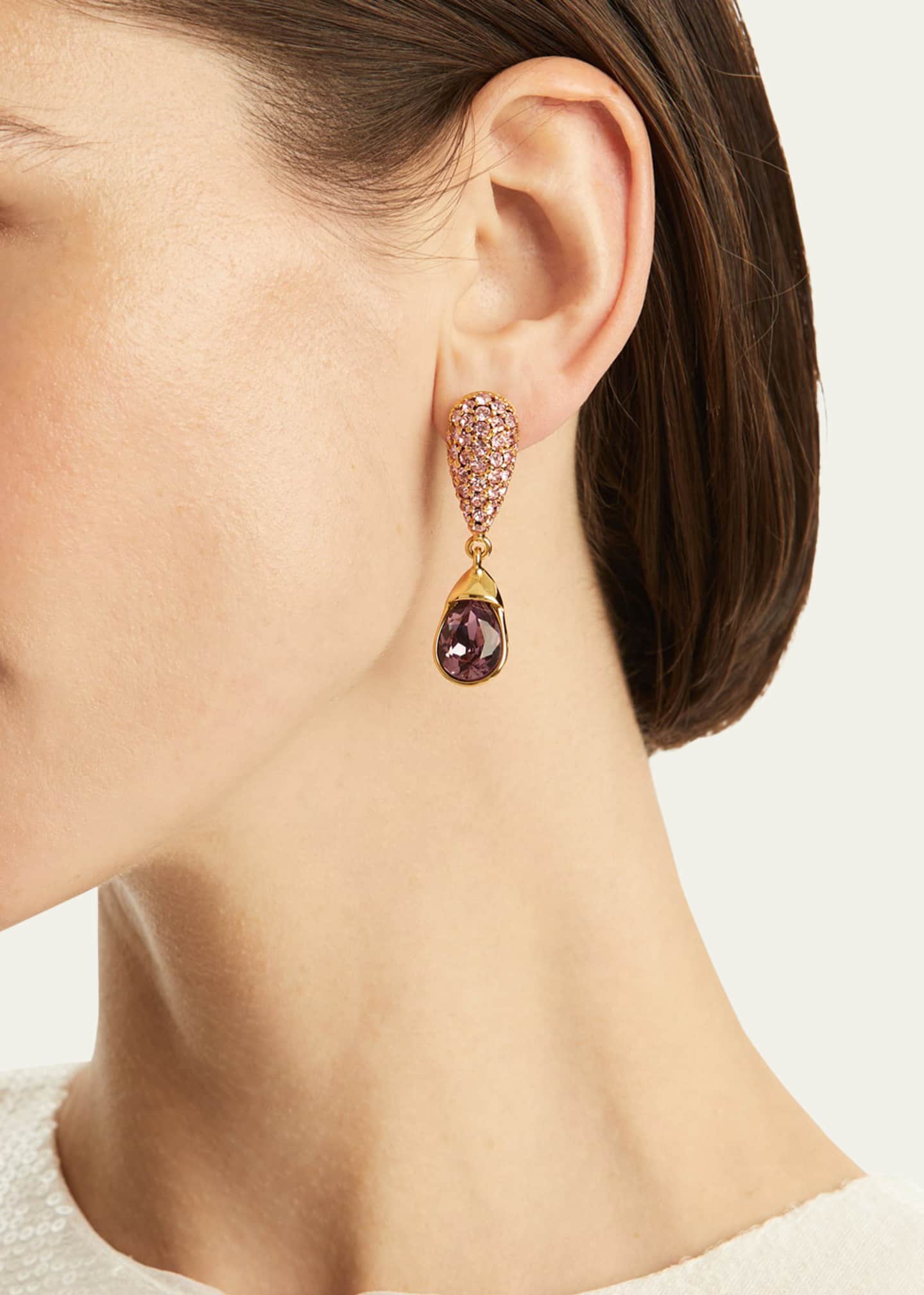 Oscar de la Renta Pave Drop Earrings Image 2 of 2