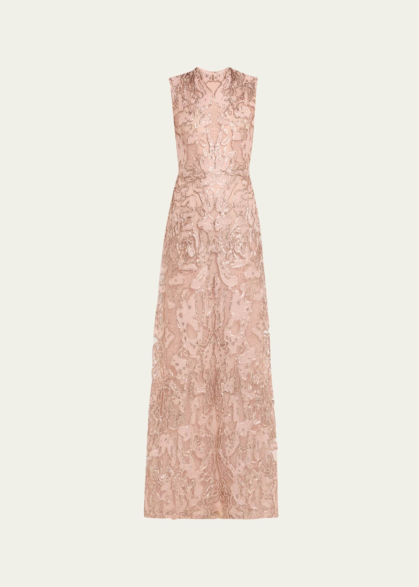 Reem Acra Sequined Metallic Lace Gown Image 1 of 5