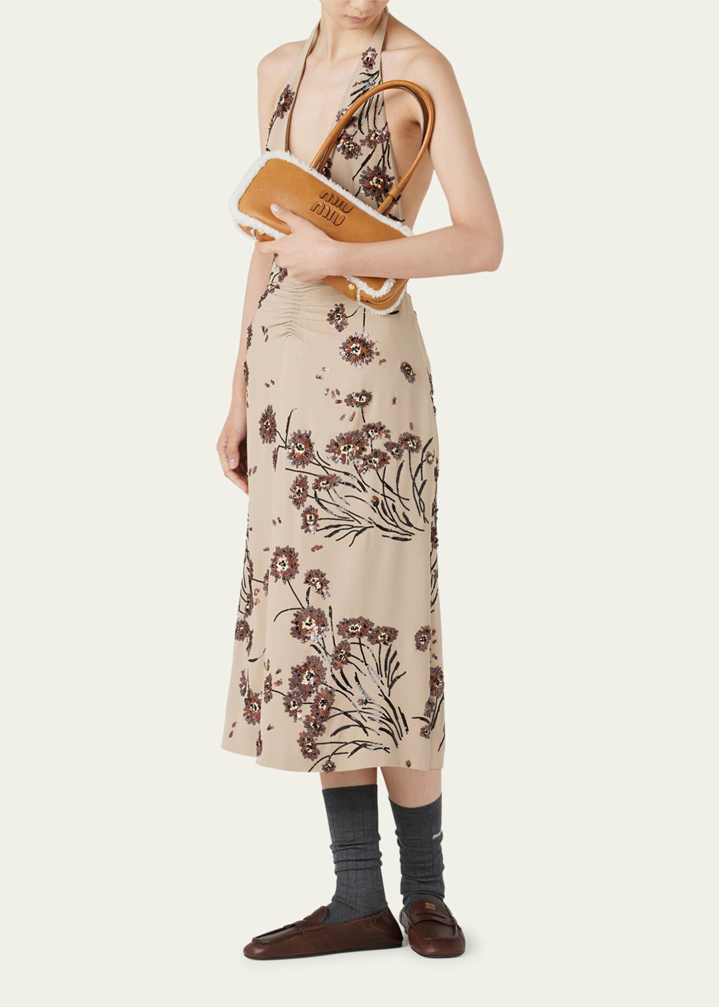 Miu Miu Beau Medium Lamb Shearling Top-Handle Bag Image 5 of 5