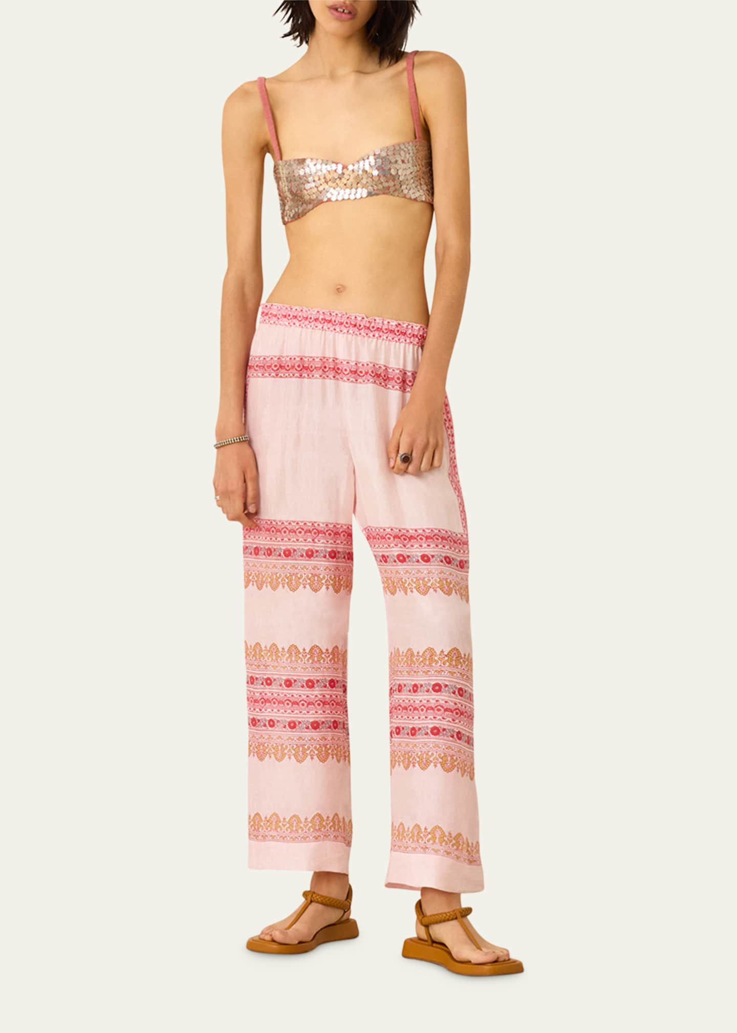 Alix of Bohemia Otto Blush Tile Silk Pants Image 2 of 4