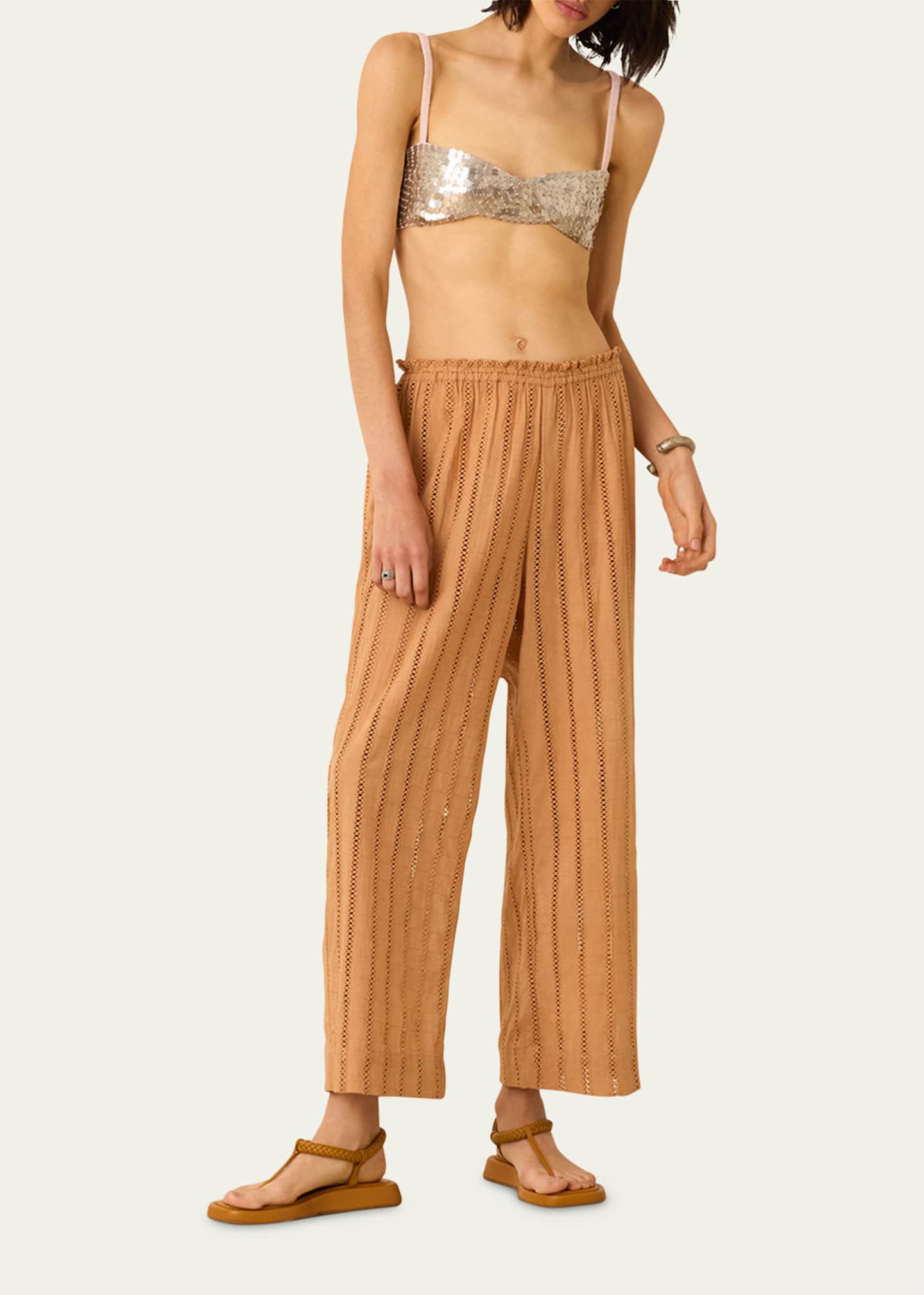 Alix of Bohemia Otto Camel Eyelet Pants Image 2 of 4