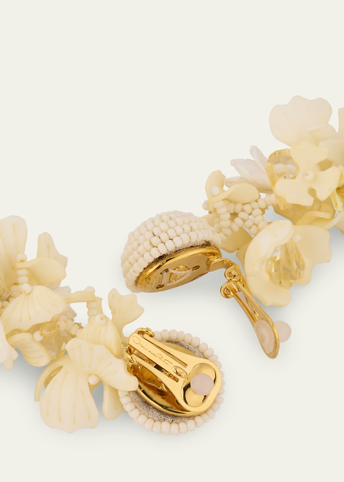 Oscar de la Renta Plexy and Raffia Flowers Earrings Image 4 of 4