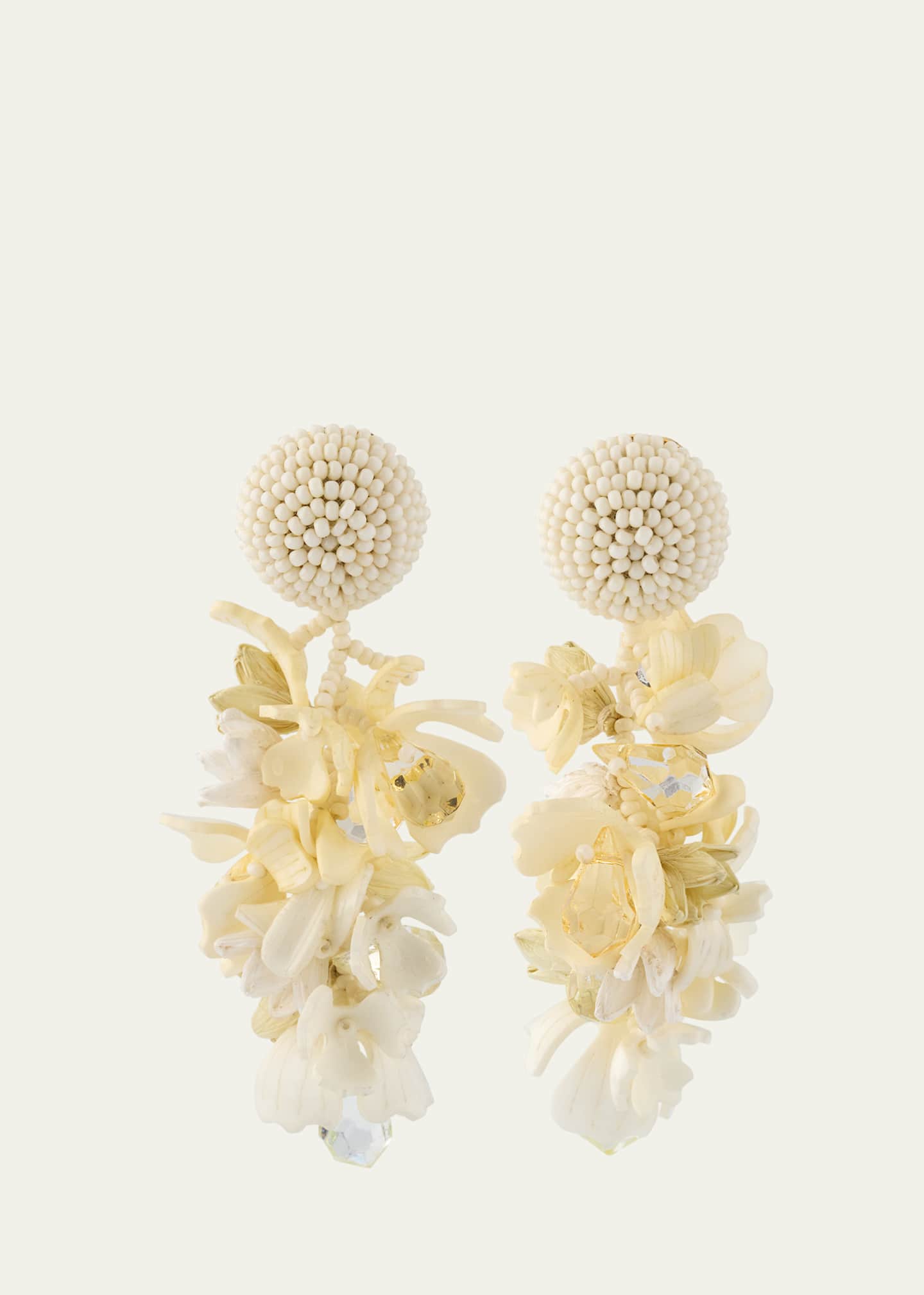 Oscar de la Renta Plexy and Raffia Flowers Earrings Image 1 of 4
