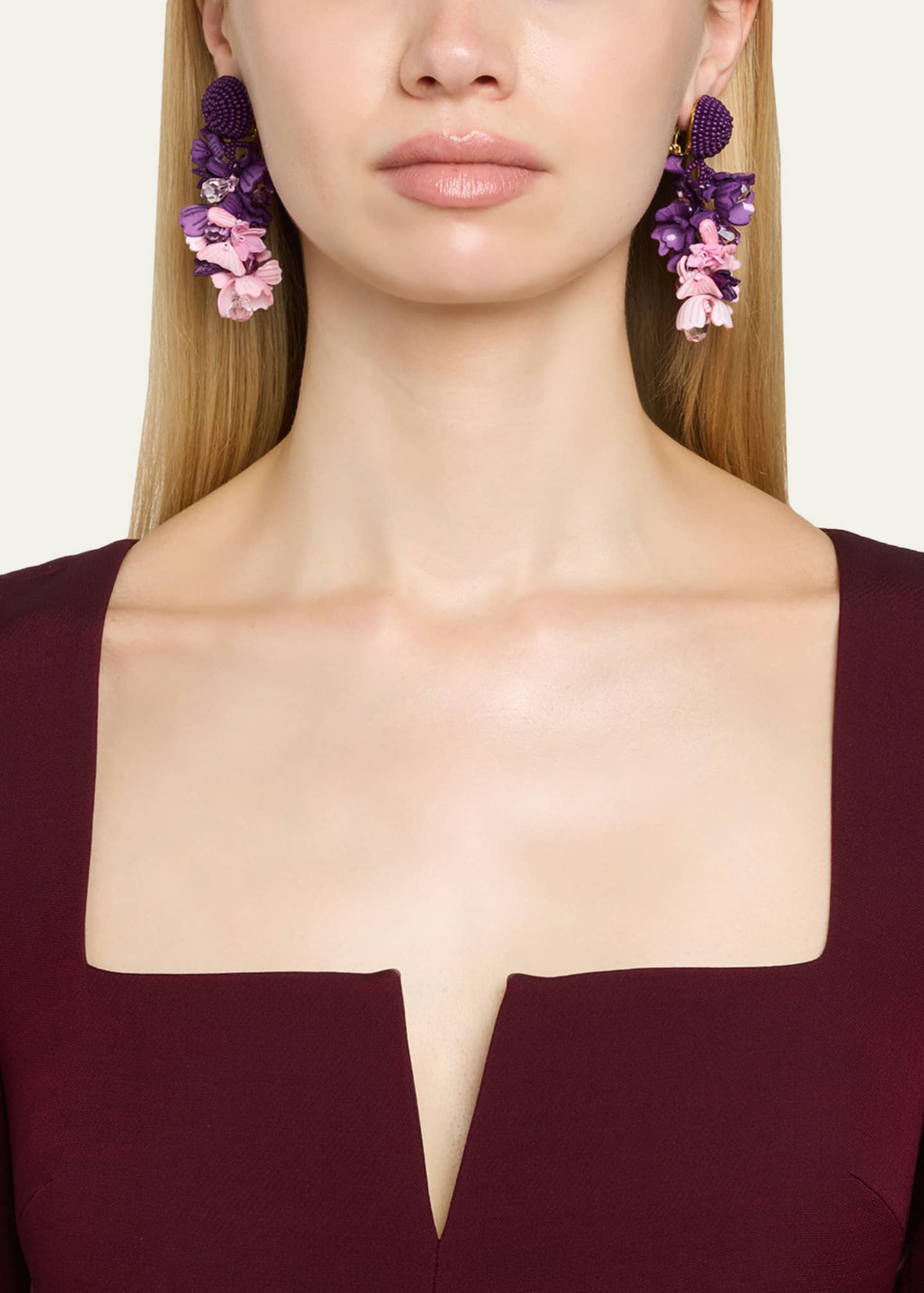 Oscar de la Renta Plexy and Raffia Flowers Earrings Image 2 of 4