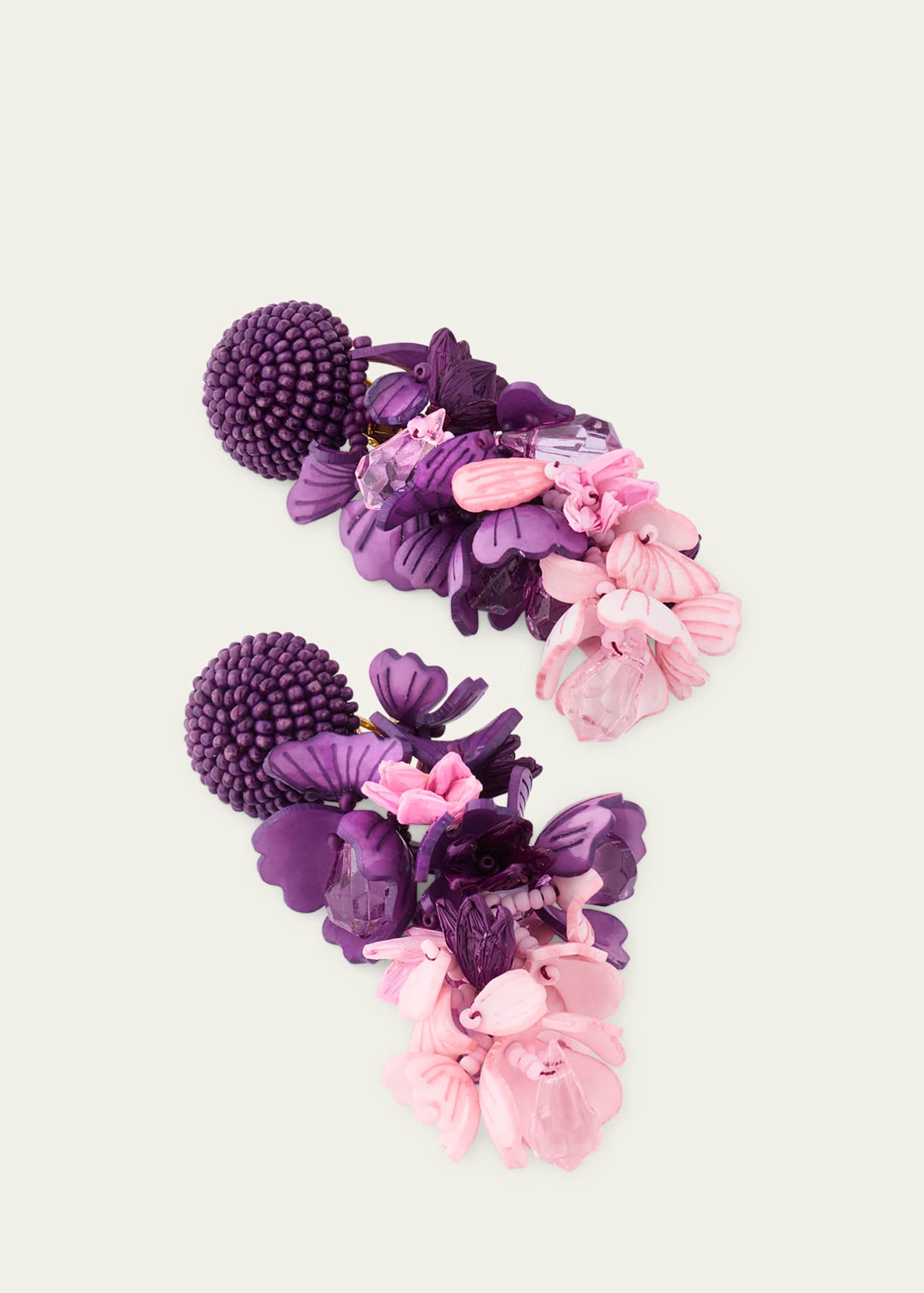 Oscar de la Renta Plexy and Raffia Flowers Earrings Image 3 of 4