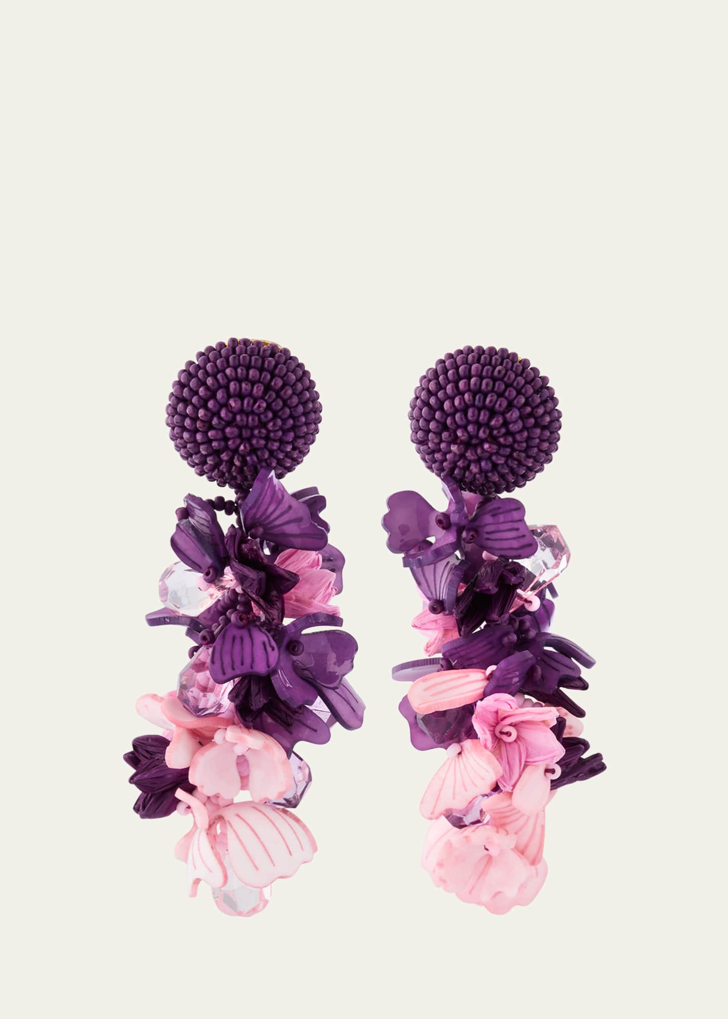 Oscar de la Renta Plexy and Raffia Flowers Earrings Image 1 of 4