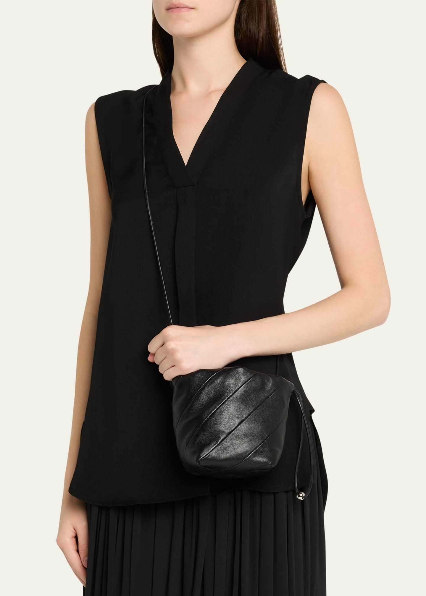Maeden Miami Twisted Leather Drawstring Pouch Bag - Bergdorf Goodman