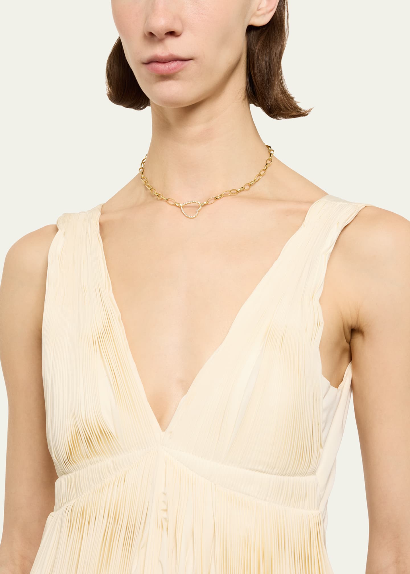 Jennifer Meyer 18K Yellow Gold Medium Edith Open Heart Diamond Necklace Image 2 of 4