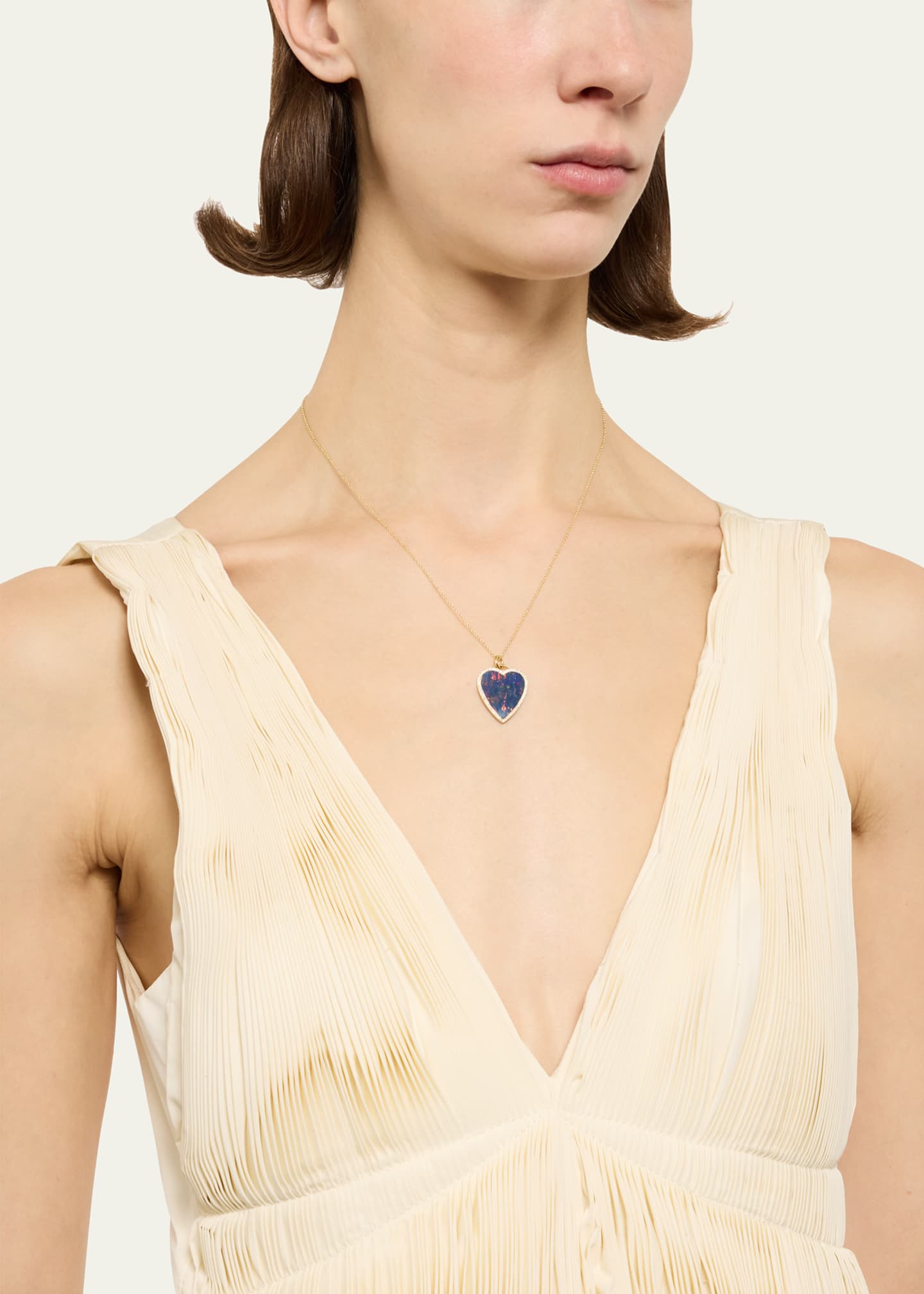 Jennifer Meyer Boulder Opal Inlay Heart Necklace with Diamonds Image 2 of 4