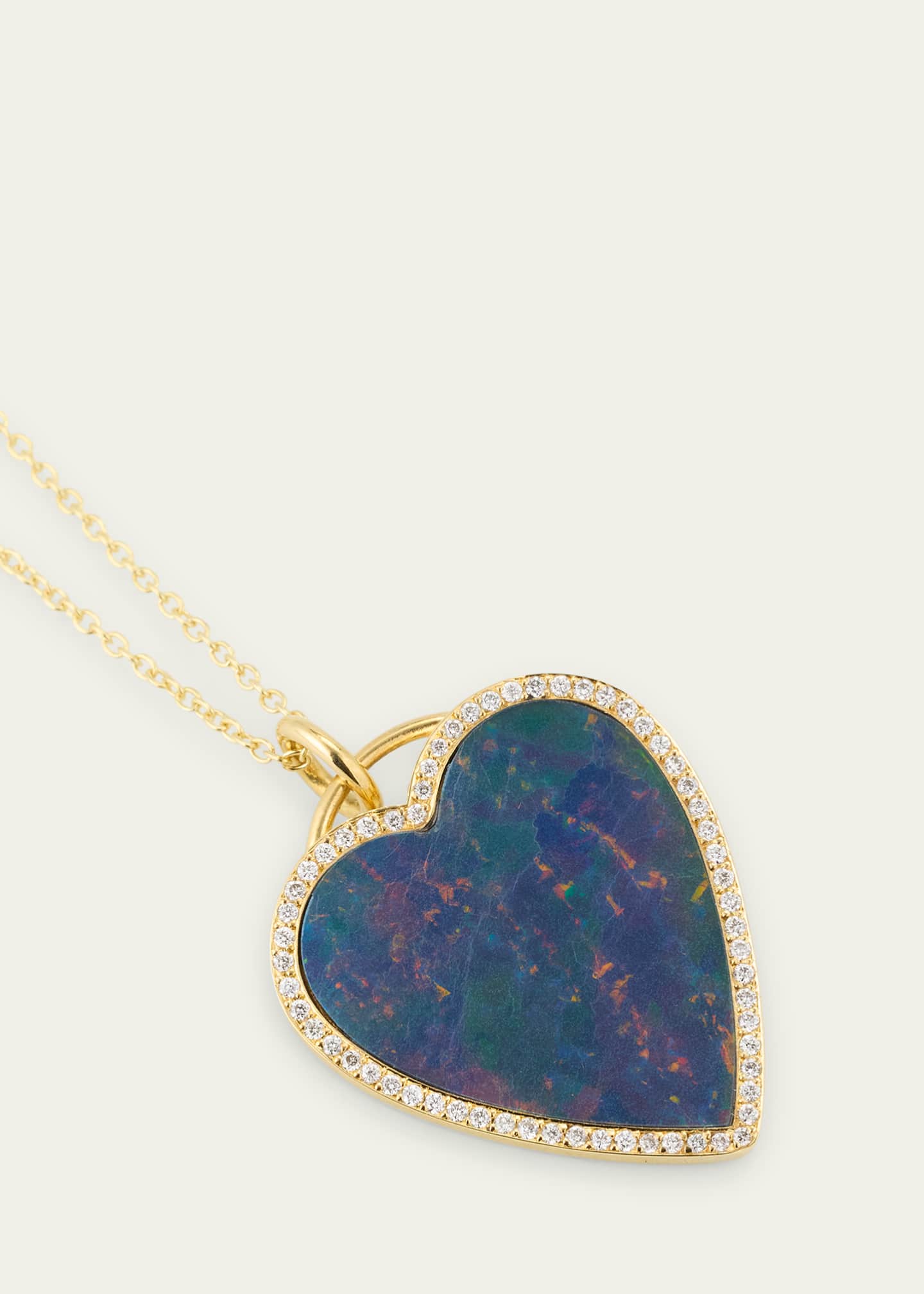 Jennifer Meyer Boulder Opal Inlay Heart Necklace with Diamonds Image 3 of 4