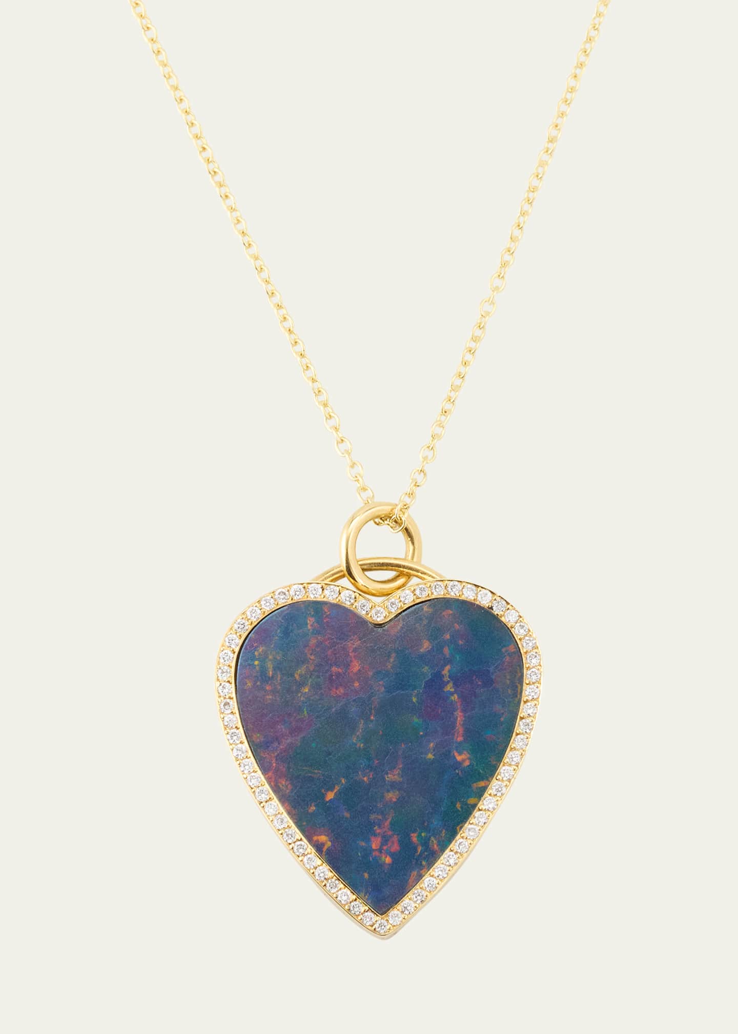 Jennifer Meyer Boulder Opal Inlay Heart Necklace with Diamonds Image 1 of 4