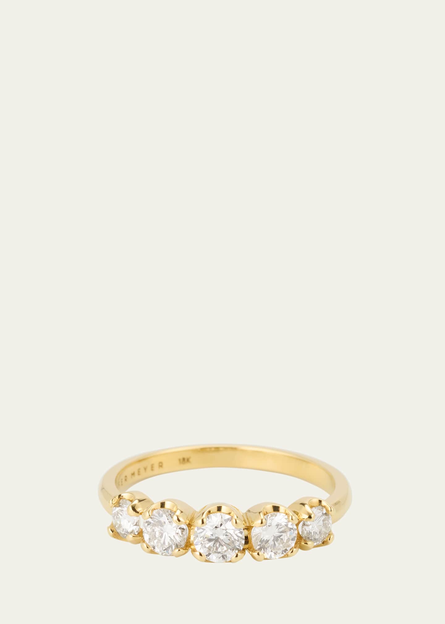 Jennifer Meyer Small Graduated Diamond Ring in 18K Yellow Gold, Size 6.5 Image 1 of 4