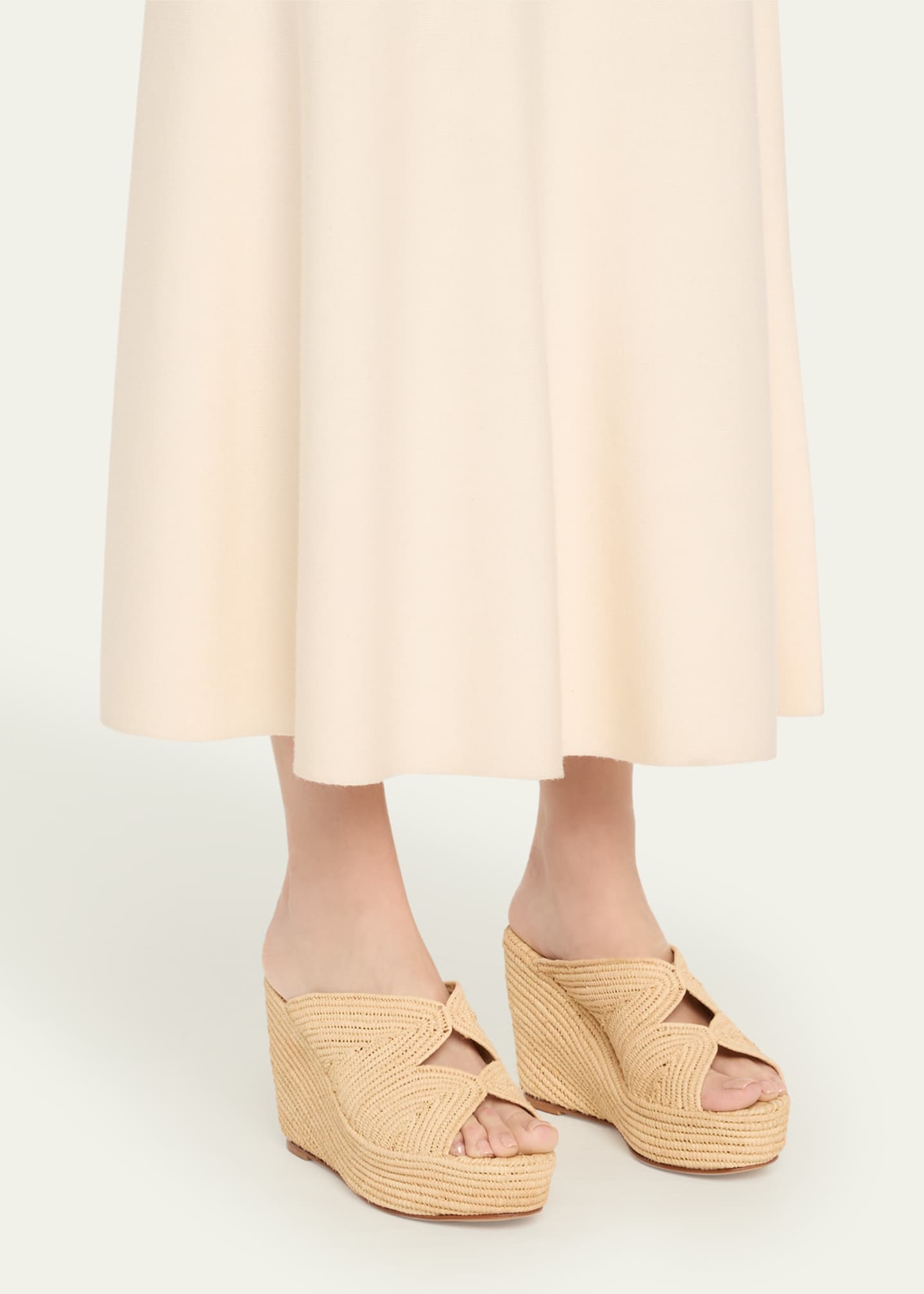 Carrie Forbes Lilou Raffia Platform Wedge Mules Image 2 of 6