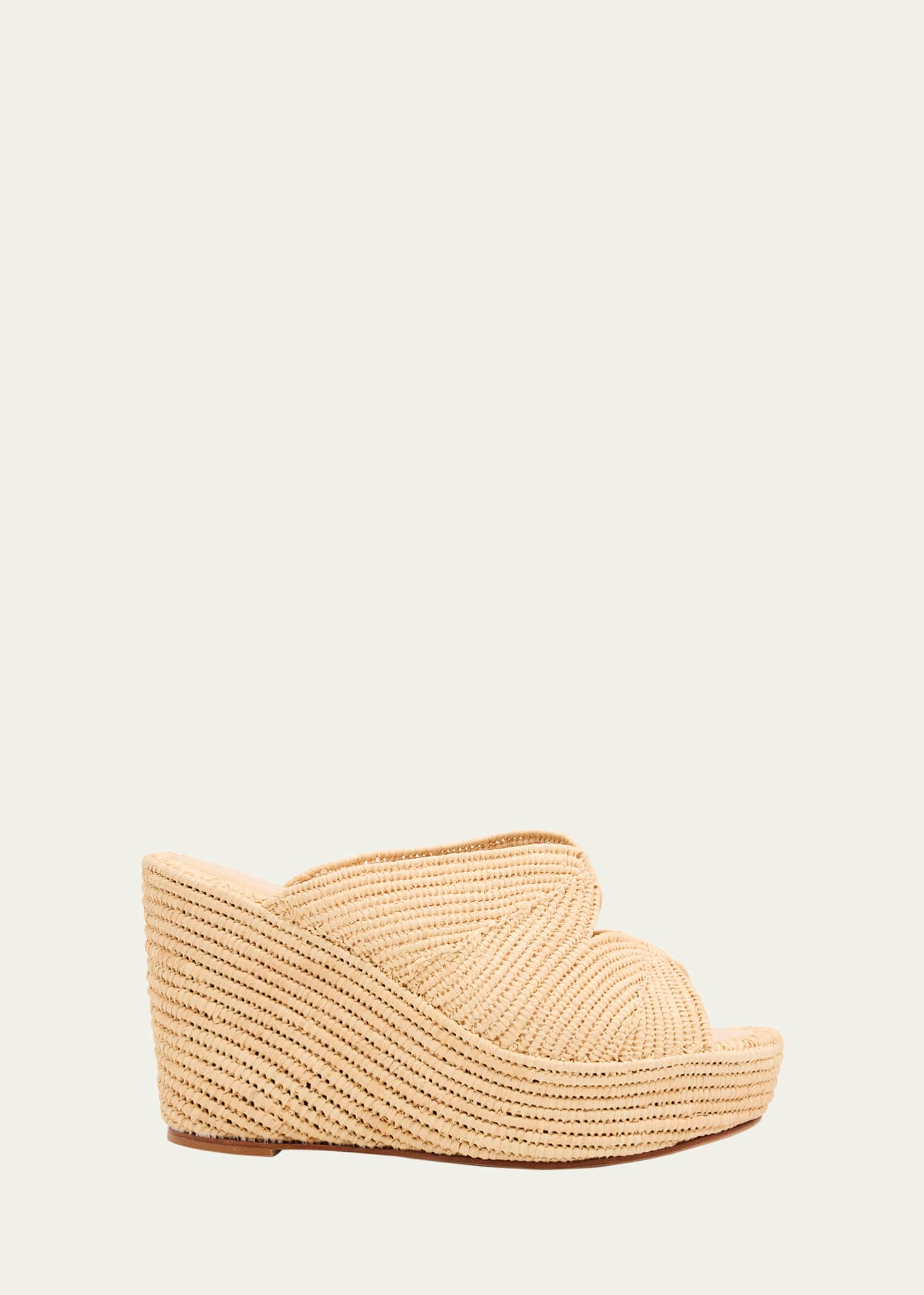 Carrie Forbes Lilou Raffia Platform Wedge Mules Image 1 of 6