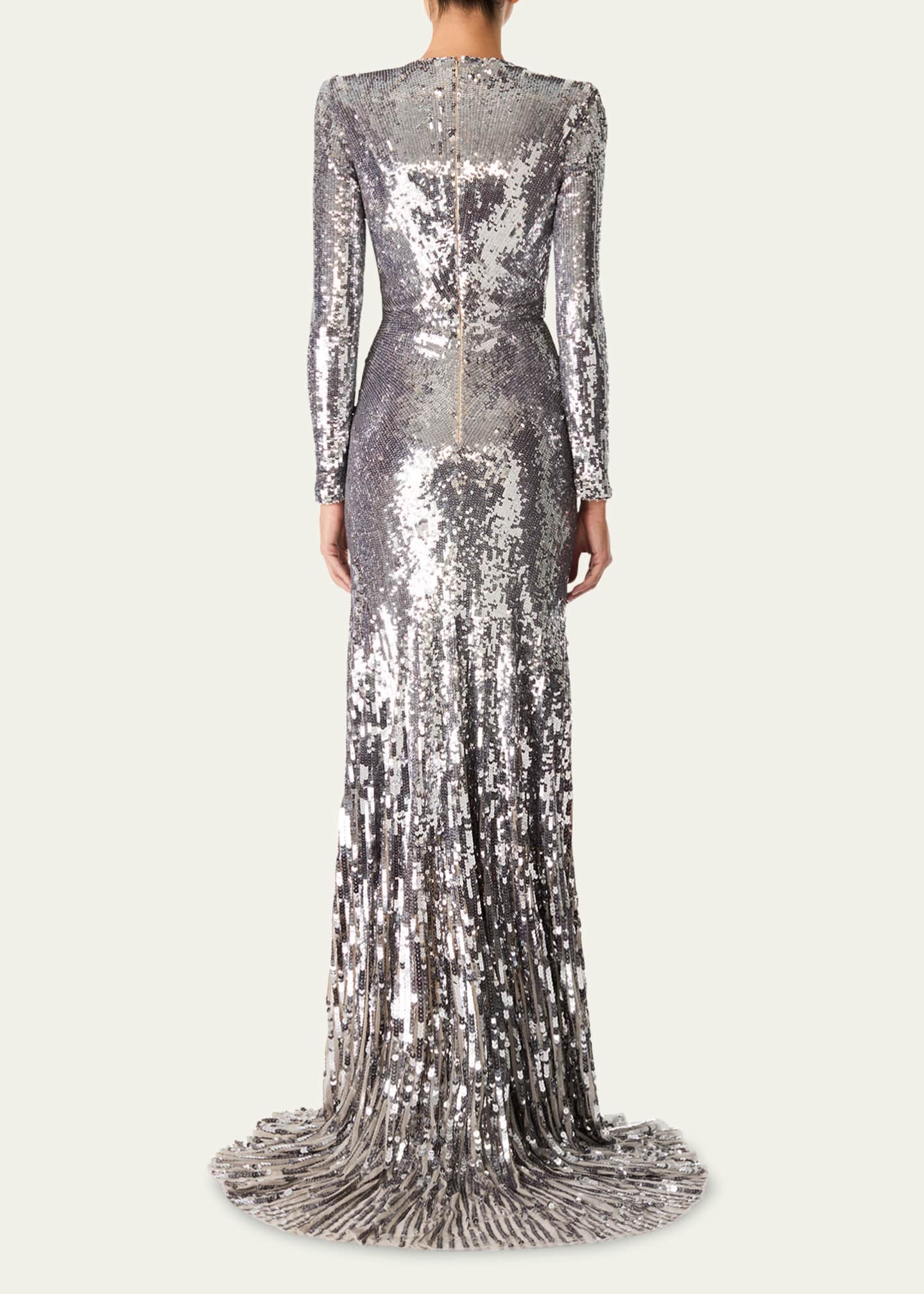 Jenny Packham Narcissus V-Neck Sequined Gown Image 3 of 4