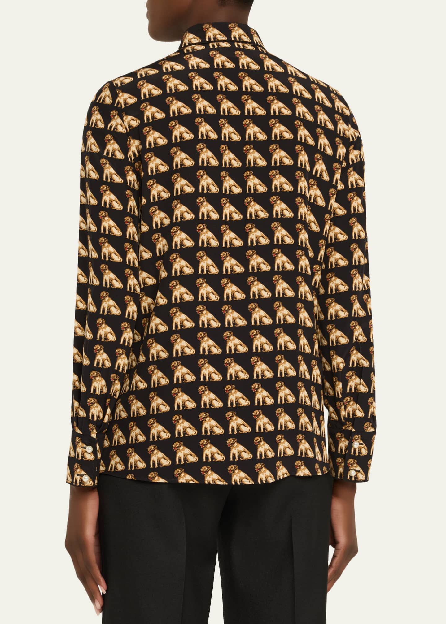 Valentino Garavani Charles Pug Crepe De Chine Blouse Image 3 of 5