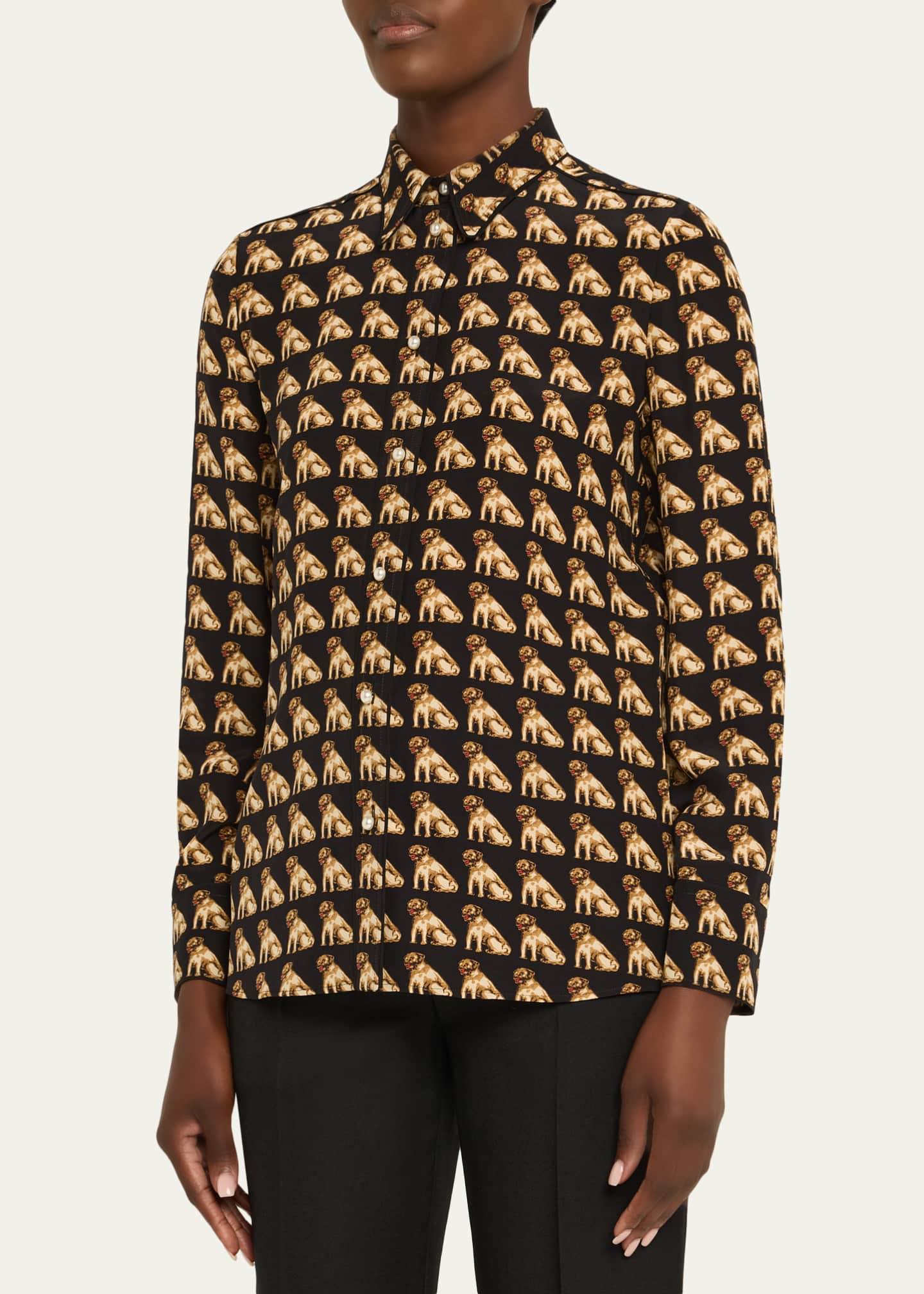 Valentino Garavani Charles Pug Crepe De Chine Blouse Image 4 of 5