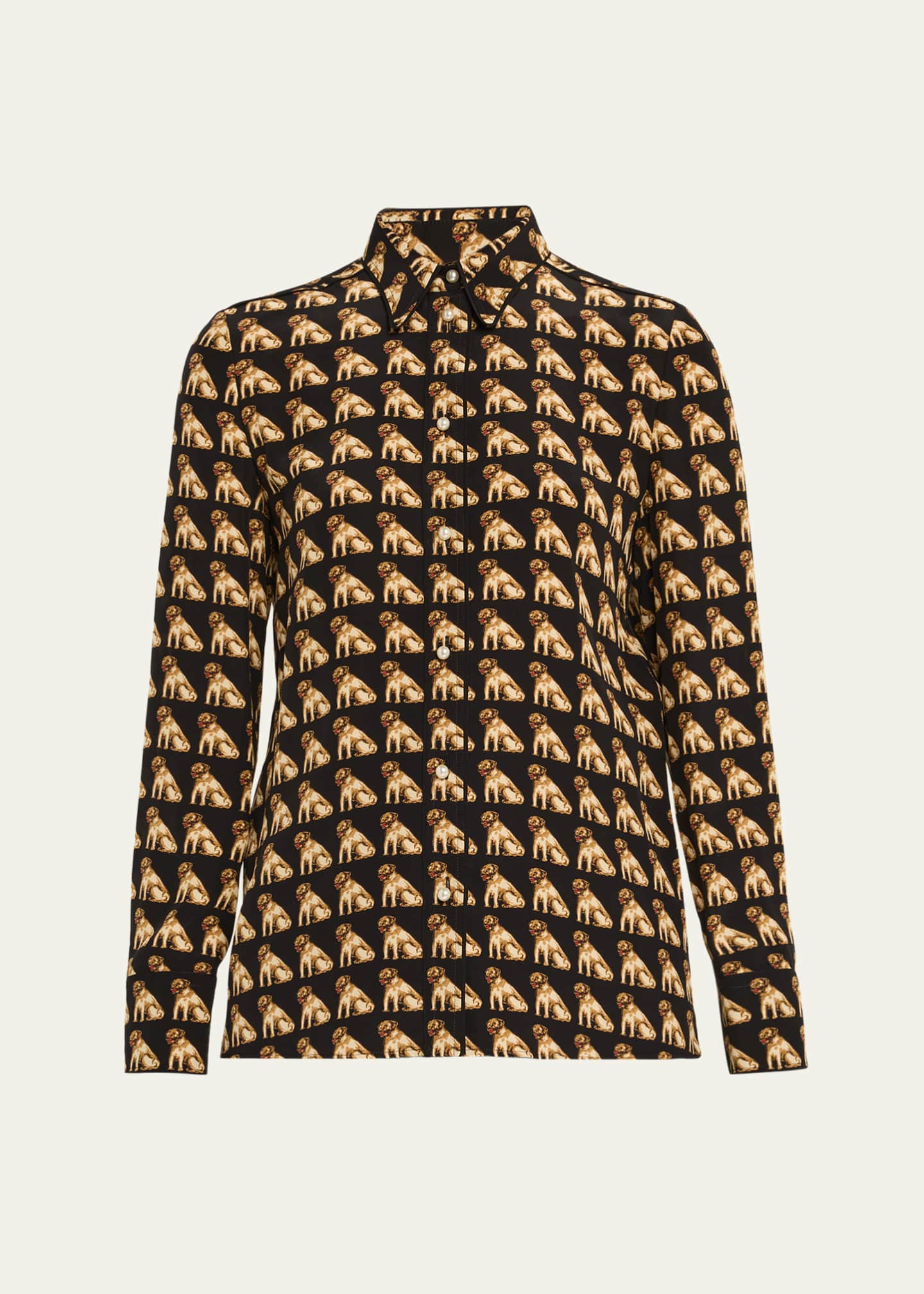 Valentino Garavani Charles Pug Crepe De Chine Blouse Image 1 of 5