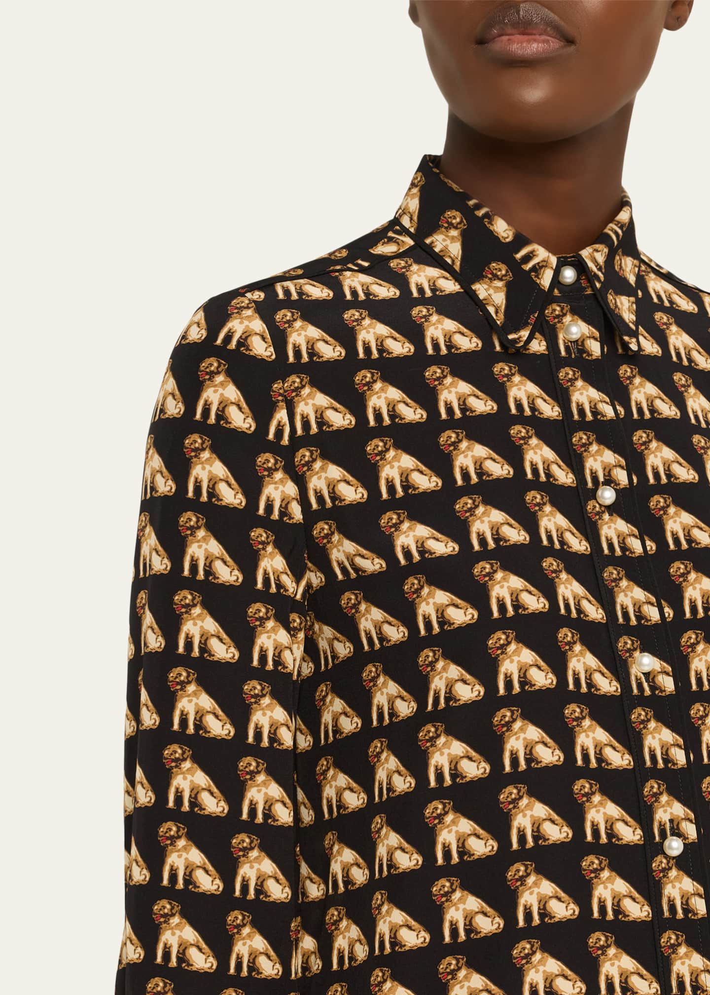 Valentino Garavani Charles Pug Crepe De Chine Blouse Image 5 of 5