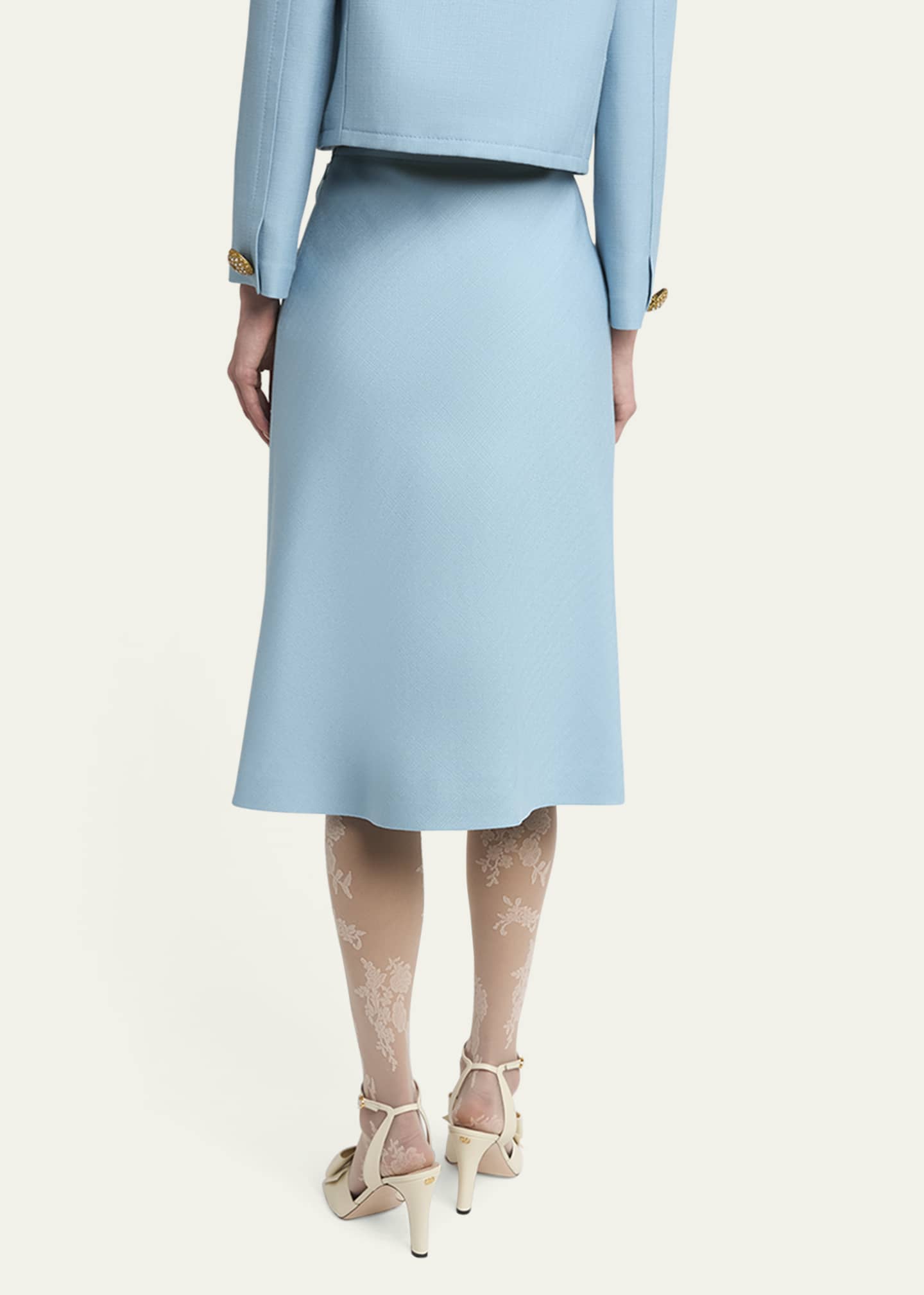 スカート VALENTINO Valentino Viscose Midi Skirt (7B3RADK098T BWD) Valentino Garavani V Logo Solid Viscose Skirt - Bergdorf Goodman