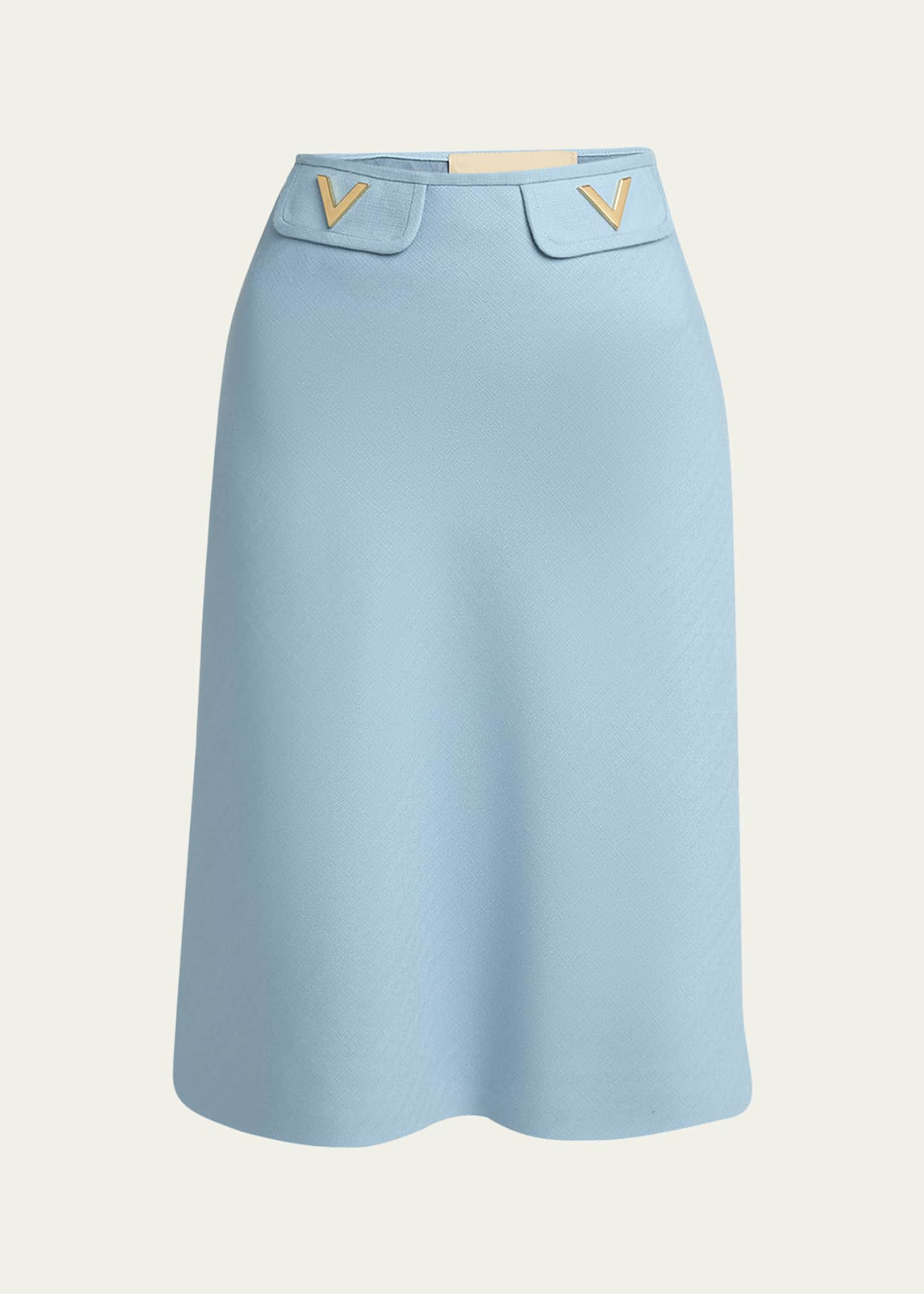 Valentino Garavani V Logo Solid Viscose Skirt - Bergdorf Goodman