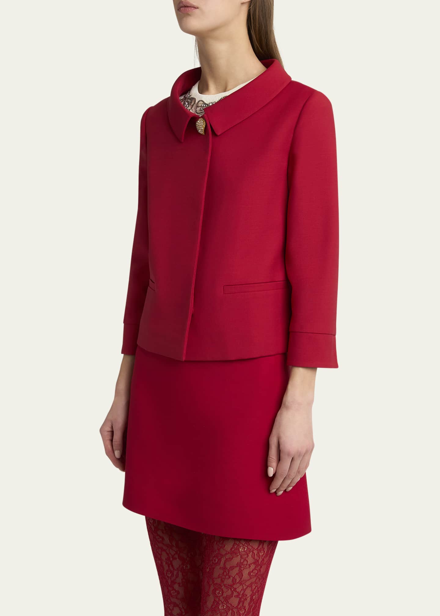 Valentino Garavani Crepe Couture Heart Button Jacket Image 4 of 5
