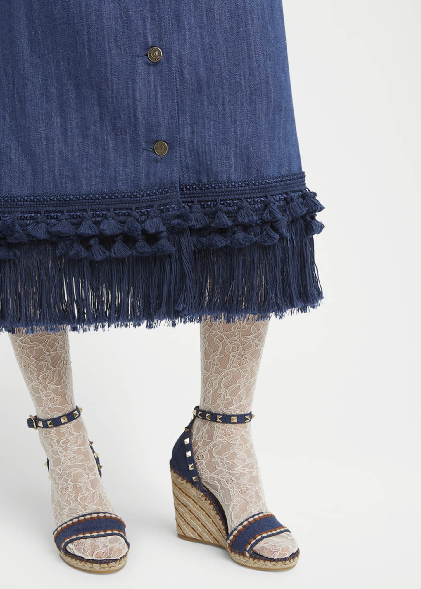 Valentino Garavani Tassel Button-Fly Denim Skirt Image 5 of 5