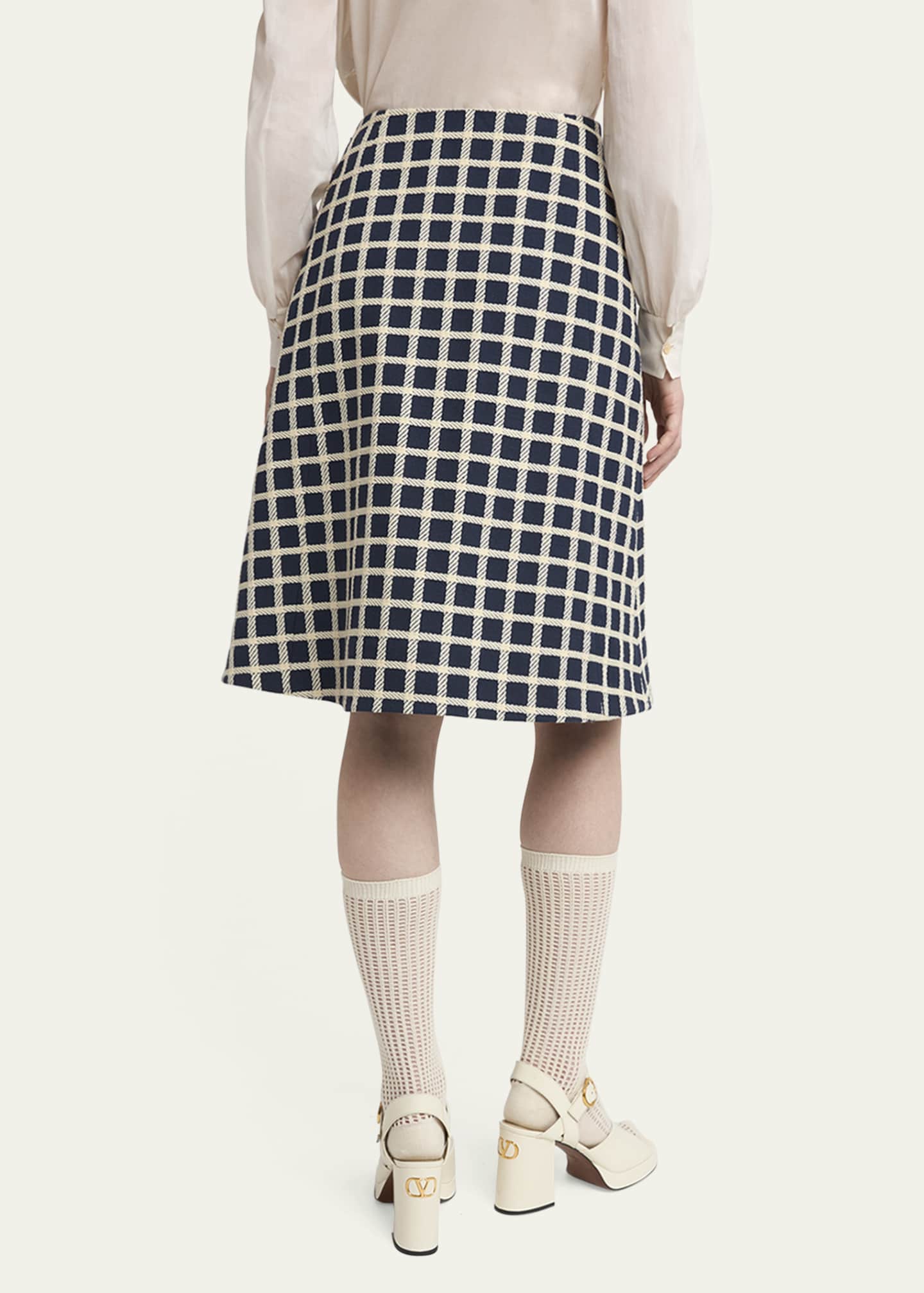 Valentino Garavani Window Check Wool-Blend Skirt Image 3 of 5
