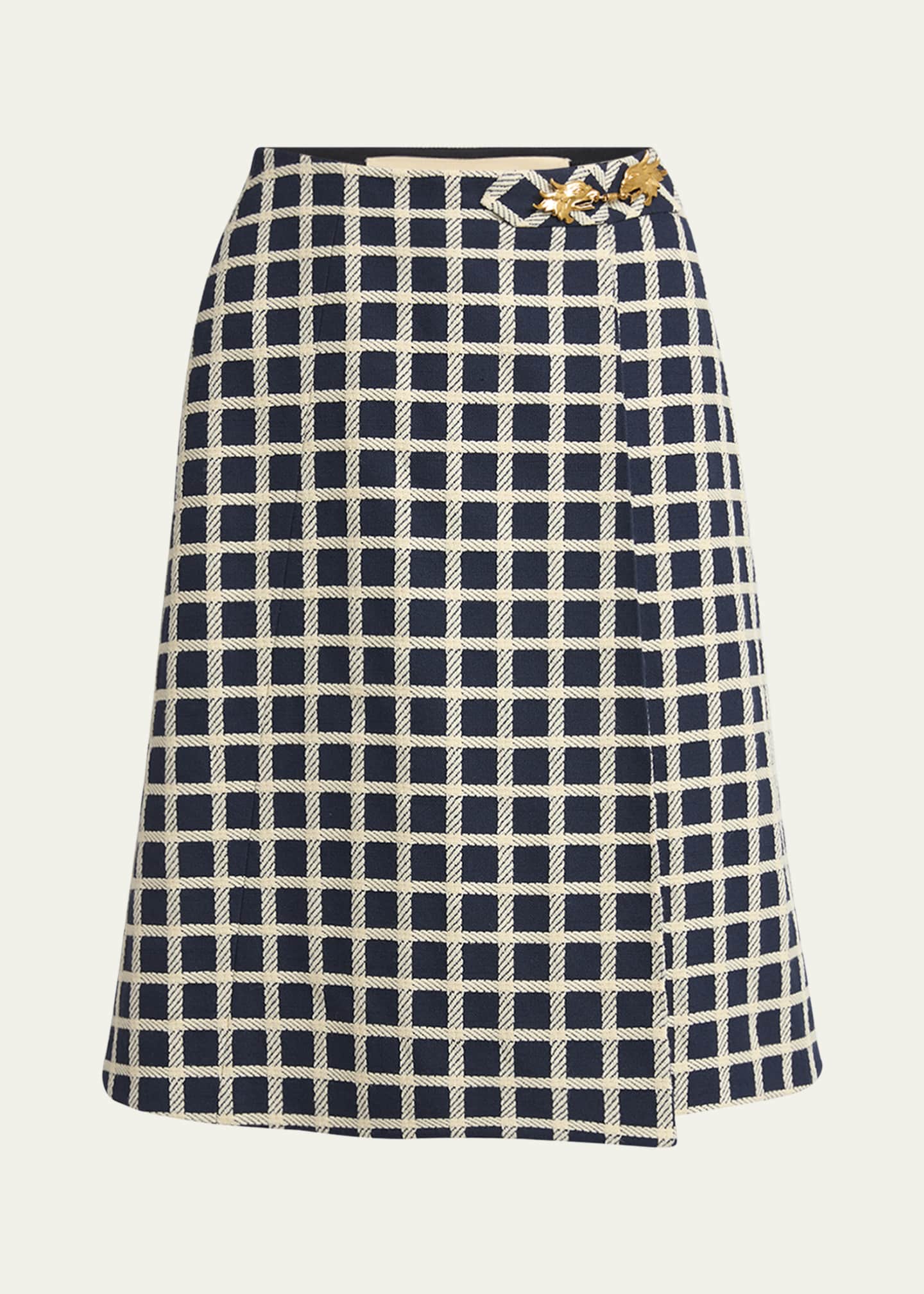 Valentino Garavani Window Check Wool-Blend Skirt Image 1 of 5