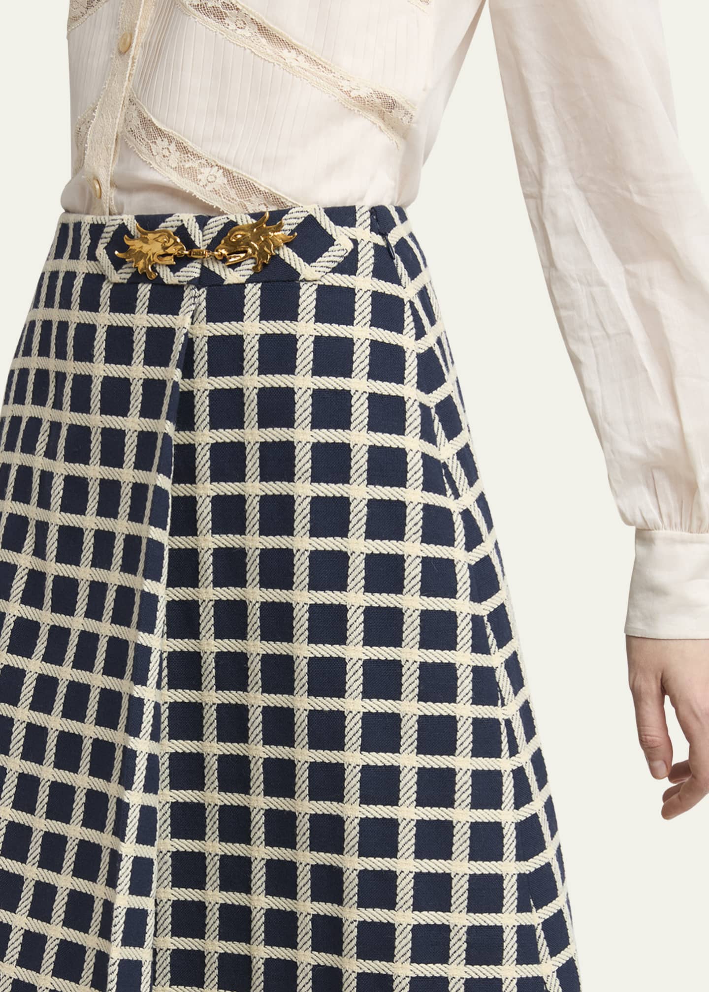 Valentino Garavani Window Check Wool-Blend Skirt Image 5 of 5
