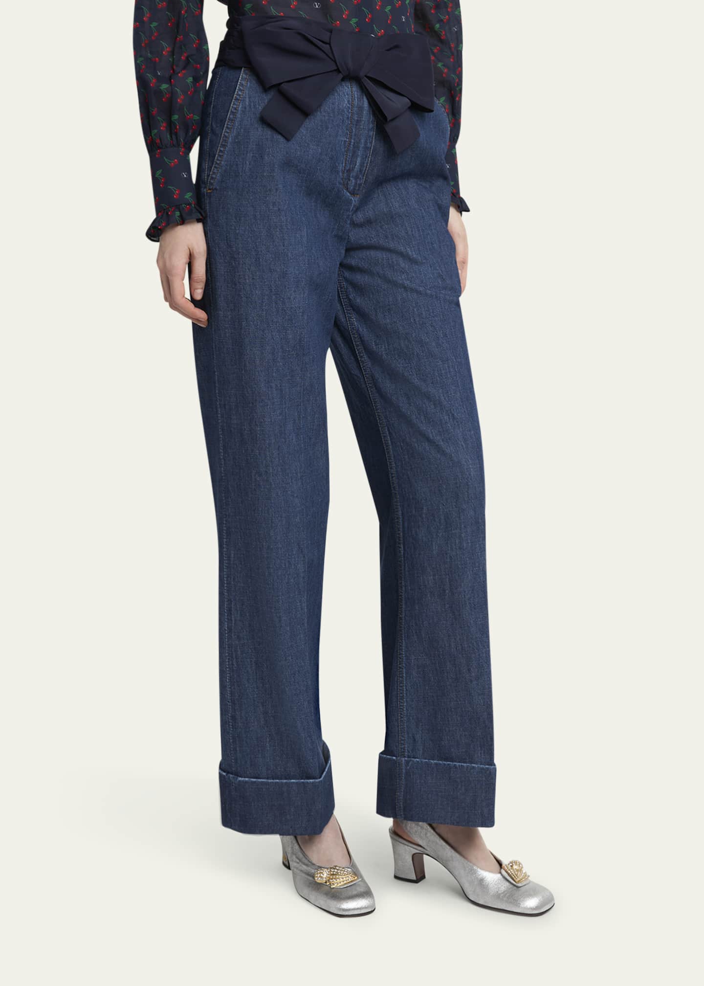 【関税込み】VALENTINO GARAVANI DENIM CHAMBRAY PANTS Denim Chambray Pants for Woman in Blue | Valentino US