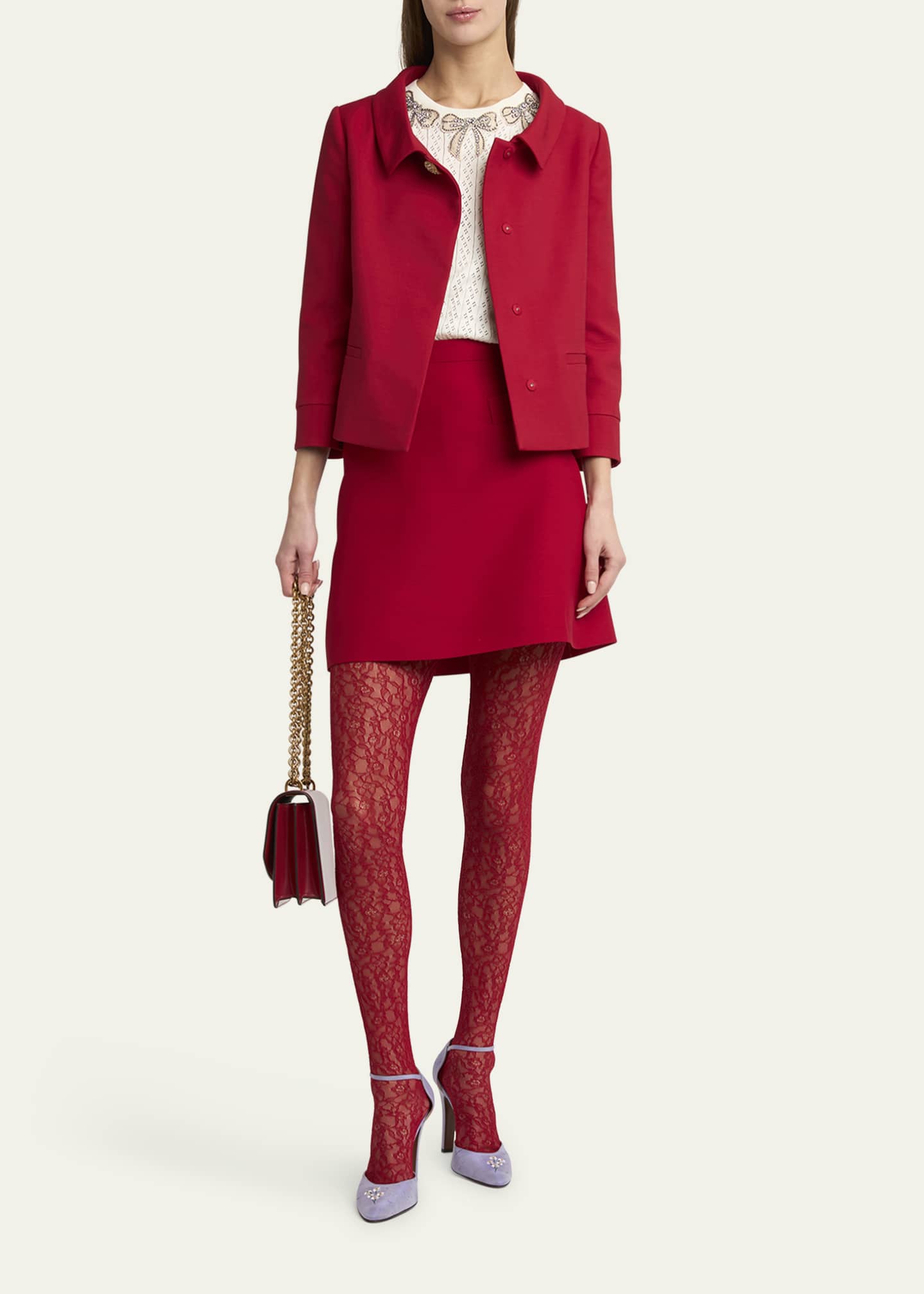 Valentino Garavani Heart Button Crepe Couture Mini Skirt Image 2 of 5