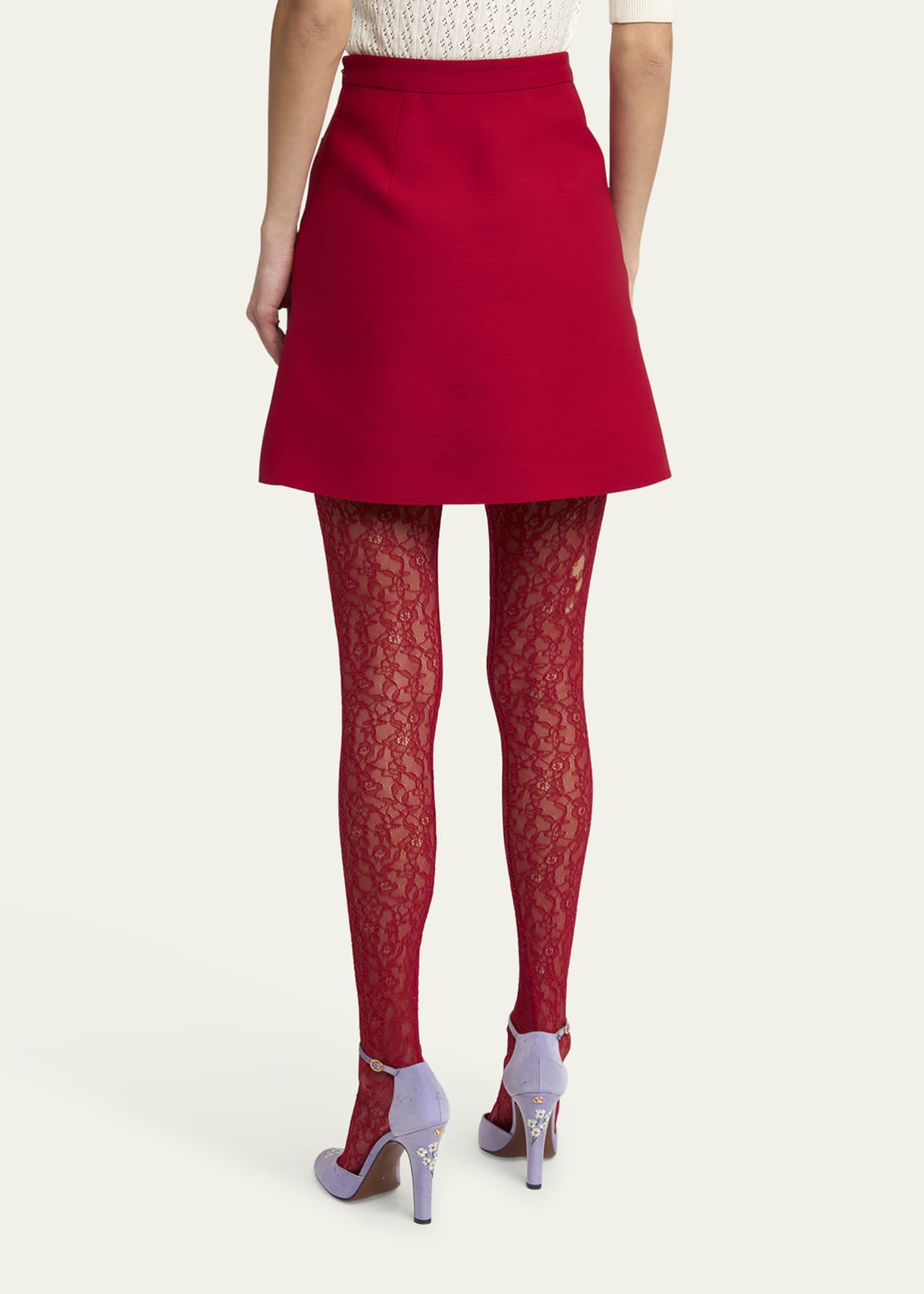 Valentino Garavani Heart Button Crepe Couture Mini Skirt Image 3 of 5