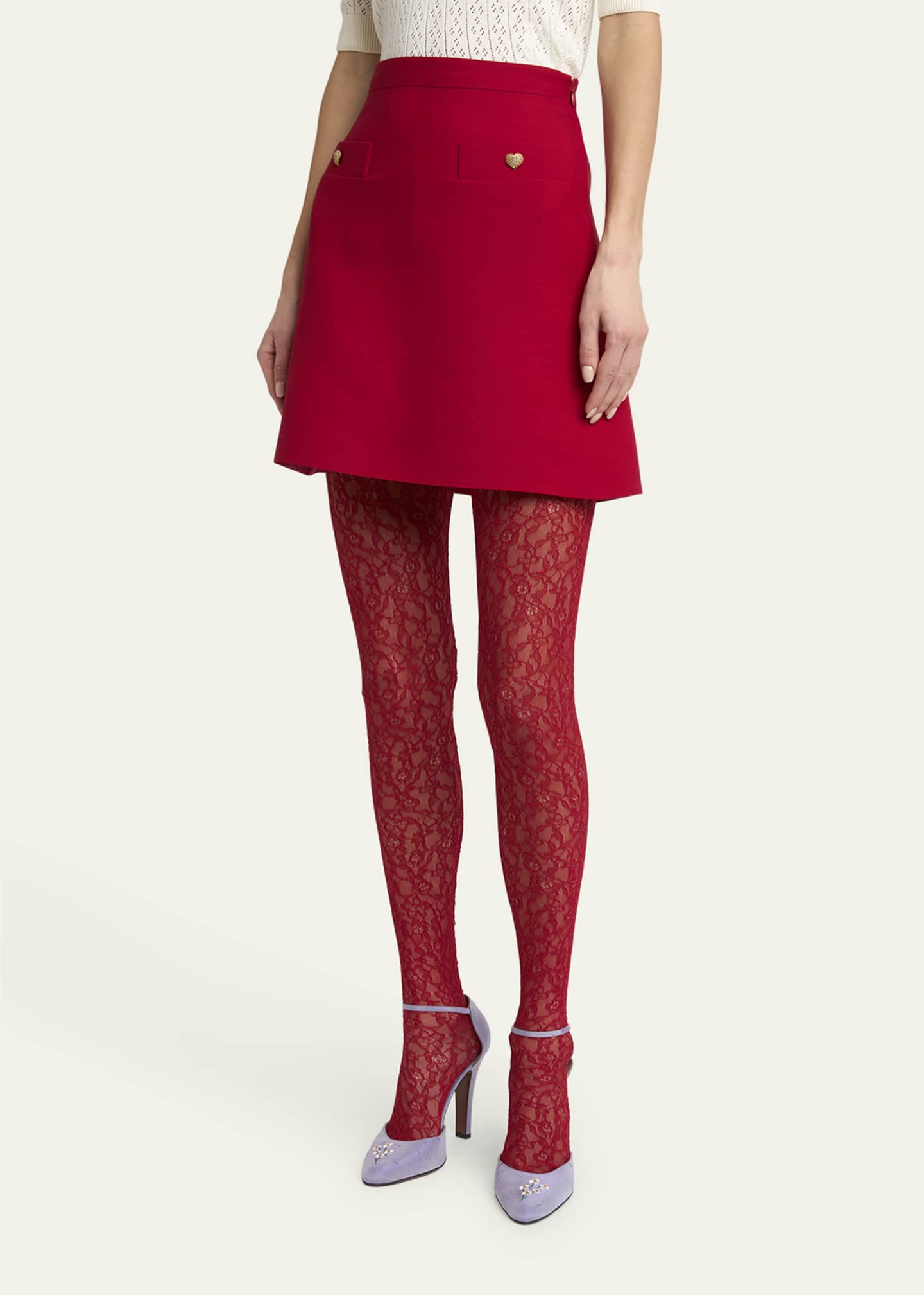 Valentino Garavani Heart Button Crepe Couture Mini Skirt Image 4 of 5
