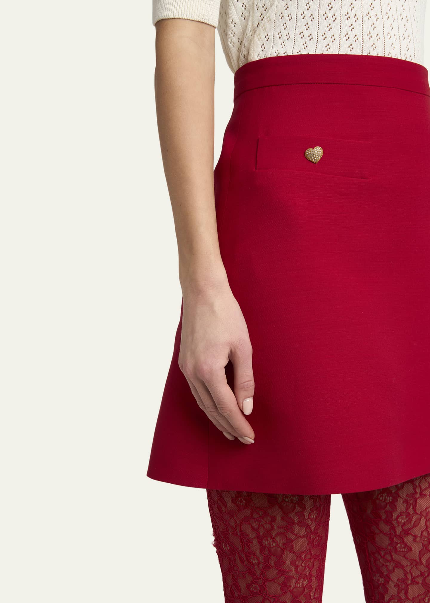 Valentino Garavani Heart Button Crepe Couture Mini Skirt Image 5 of 5