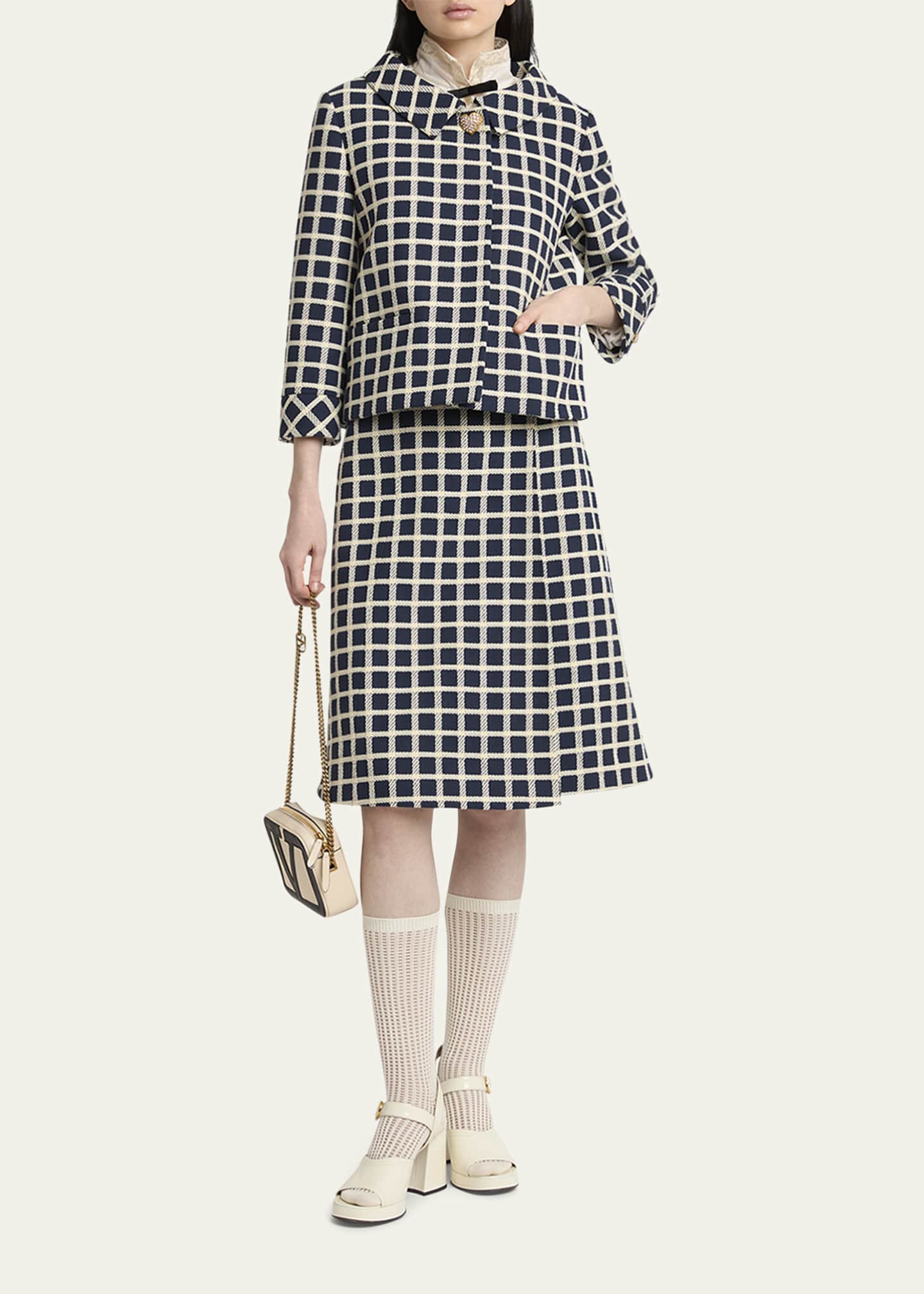 Valentino Garavani Window Check Heart Button Jacket Image 2 of 5